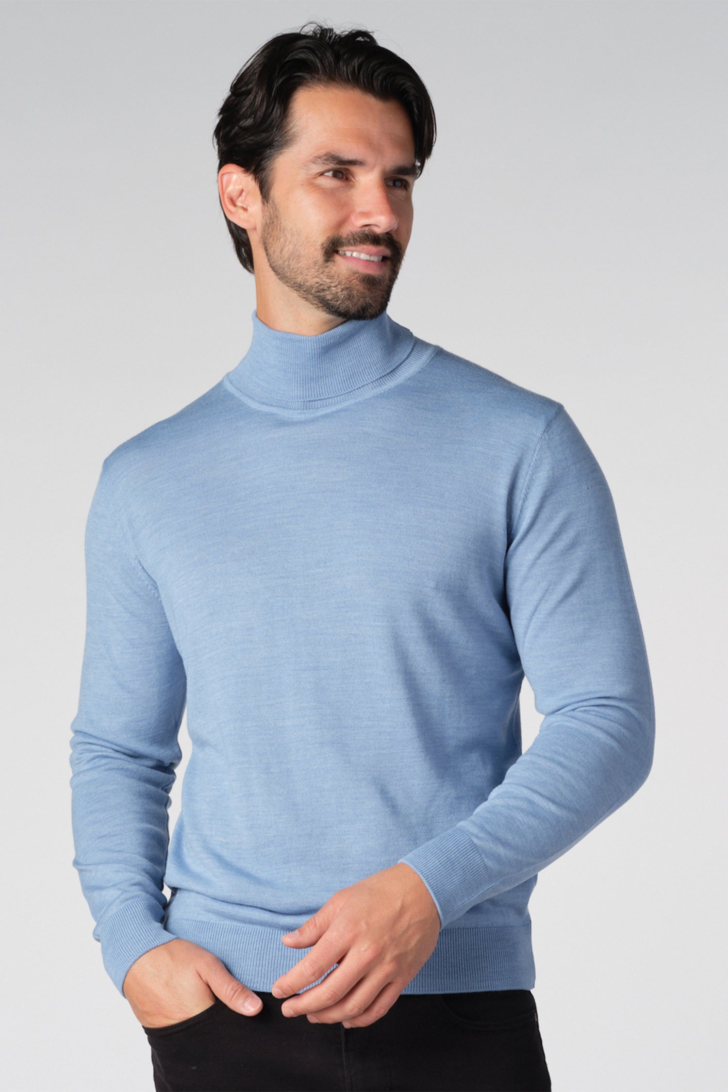 Merino Wool Solid Turtle Neck Sweater