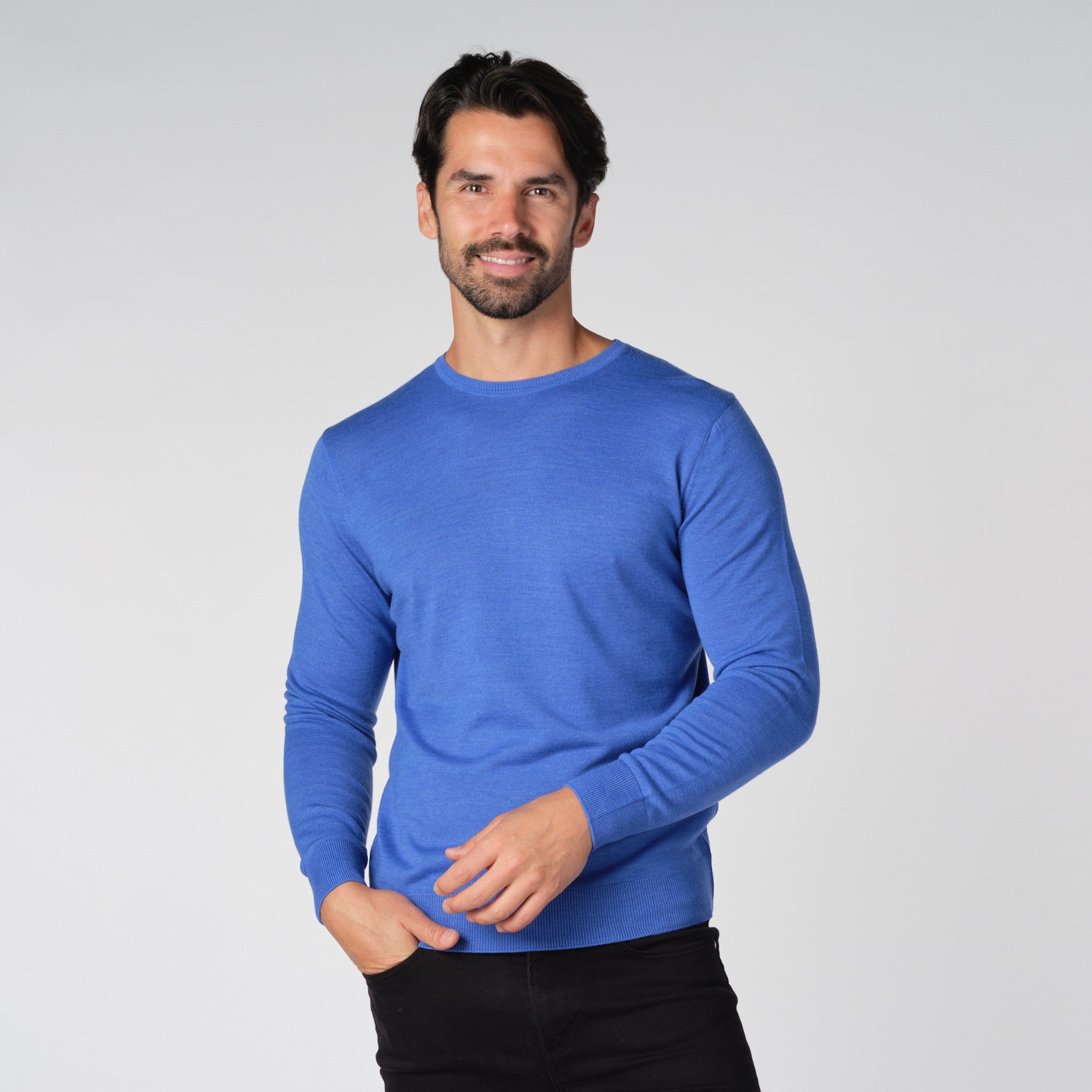 Merino Wool Solid Crew Neck Sweater