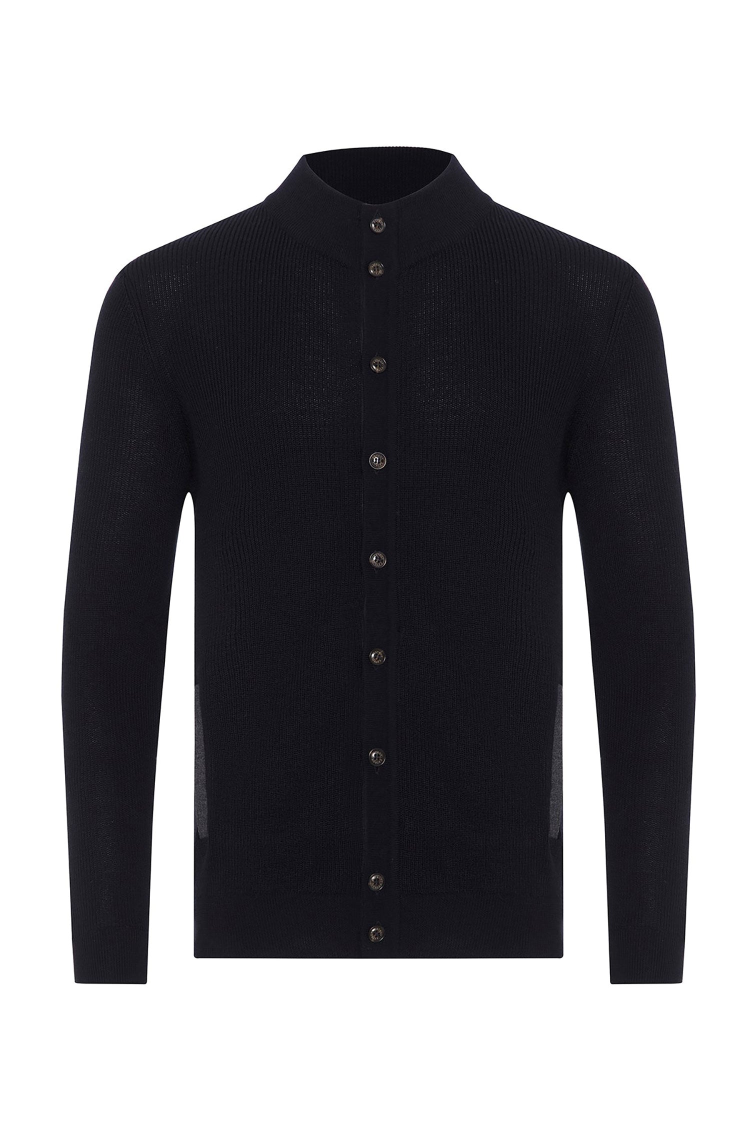 Garnet Men's Rib Knit Long Sleeve Mock Neck Cardigan Sweater 2322007