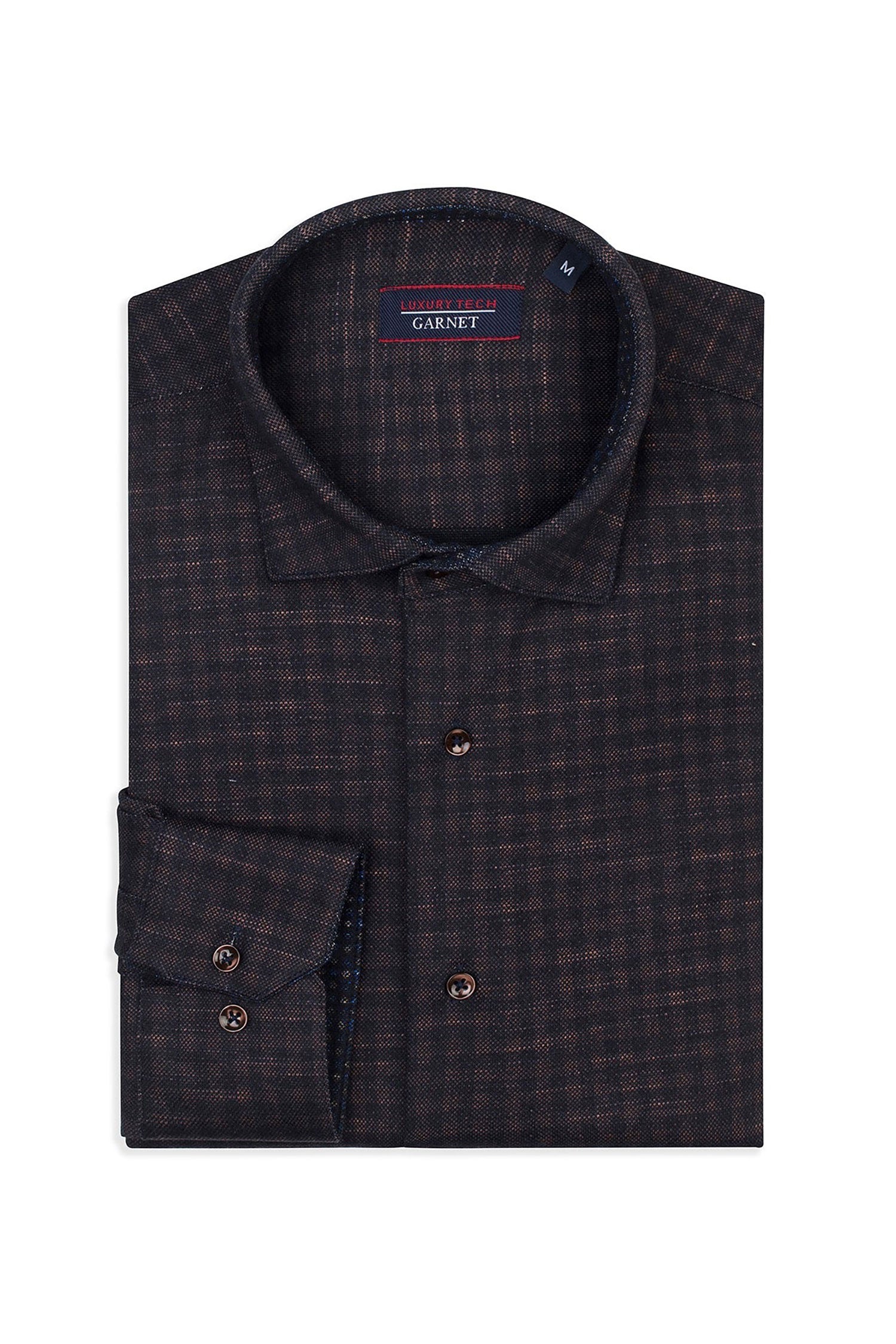 Garnet Men's Knit Checkered Long Sleeve Button Shirt 2221110