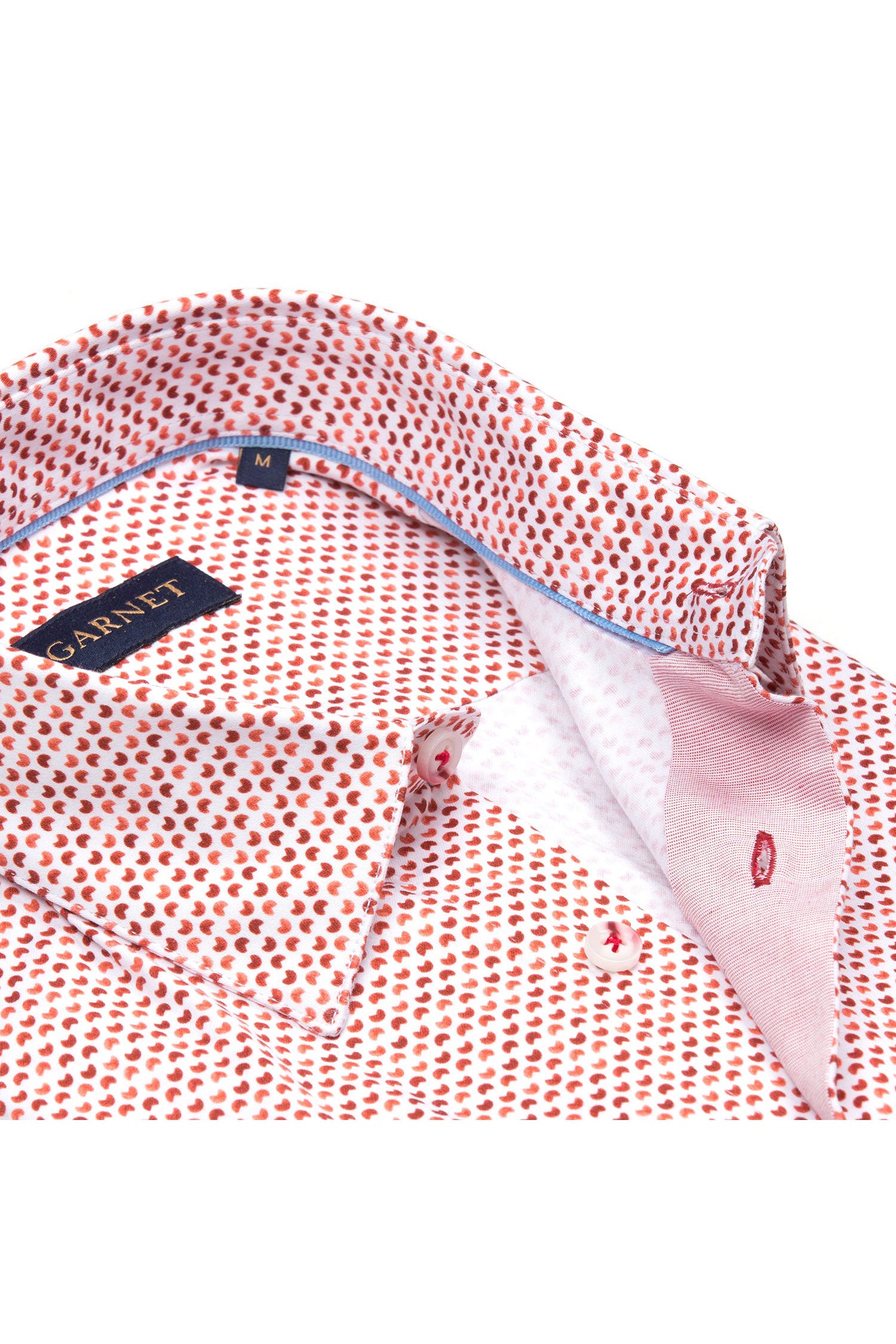 Garnet Men's Stretch Printed Moon Short Sleeve Shirt 2411090 Red White