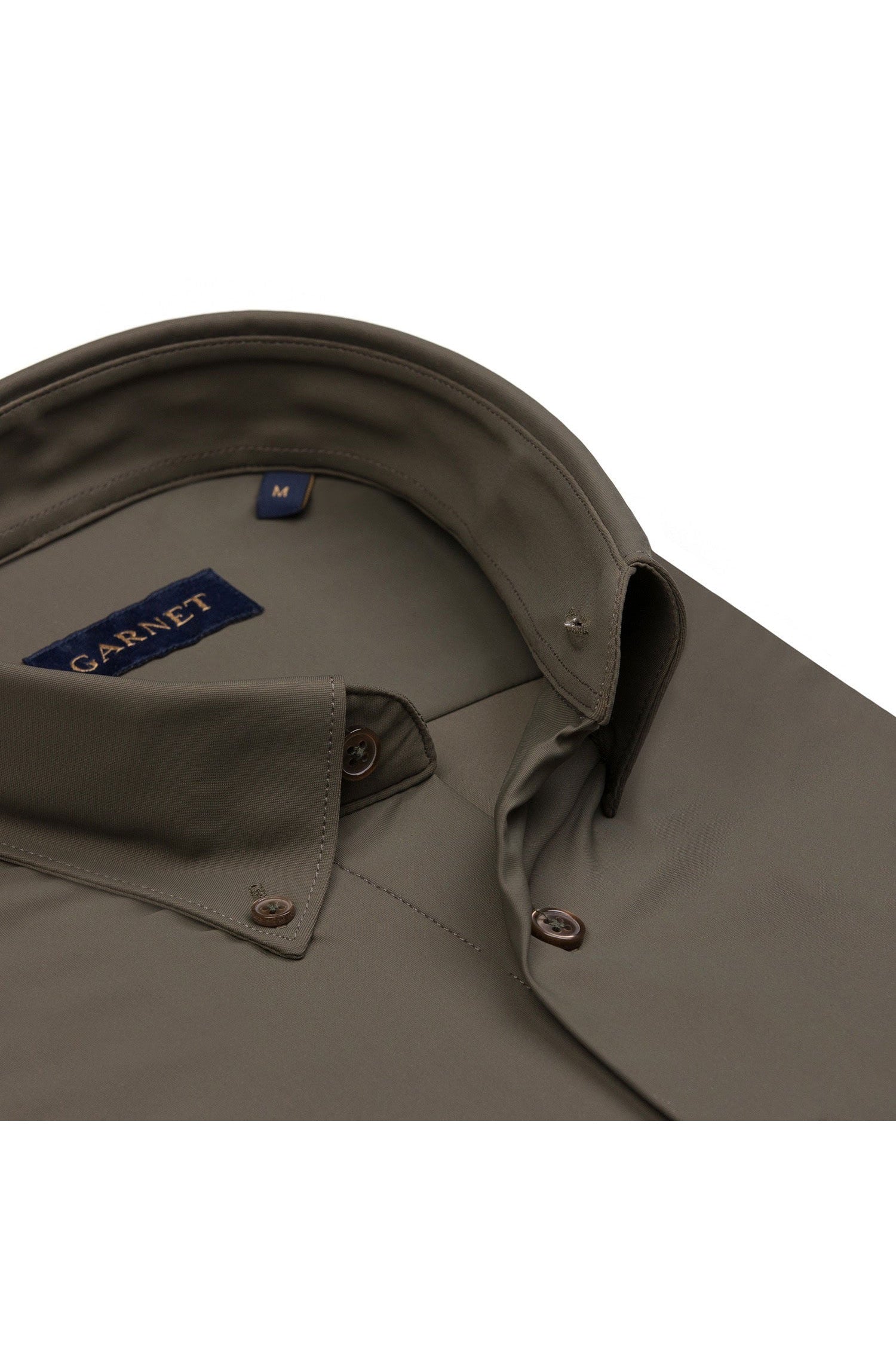 Garnet Men's Solid 4 Way Stretch Shirt in Forest Green 2321001-34