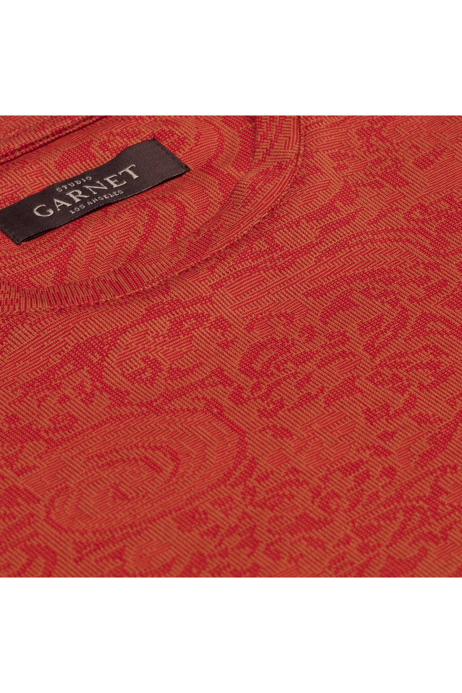 Garnet Men's Jacquard Crew Neck Short Sleeve Stretch T-Shirt Rust