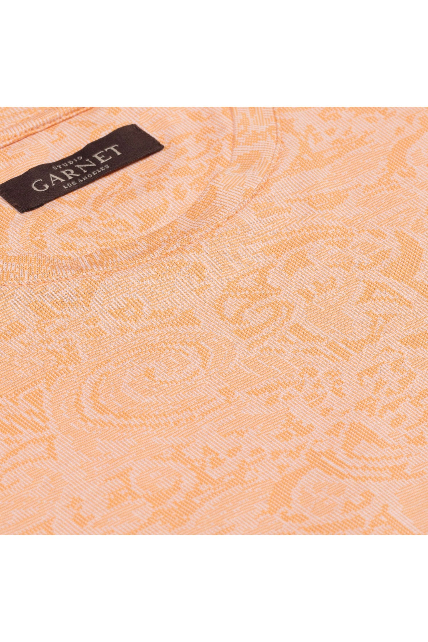 Garnet Men's Jacquard Crew Neck Short Sleeve Stretch T-Shirt Coral