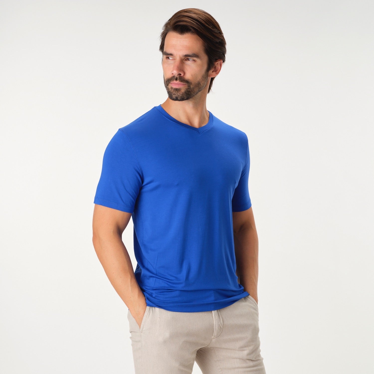 Solid Performance Royal Blue V-Neck T-Shirt