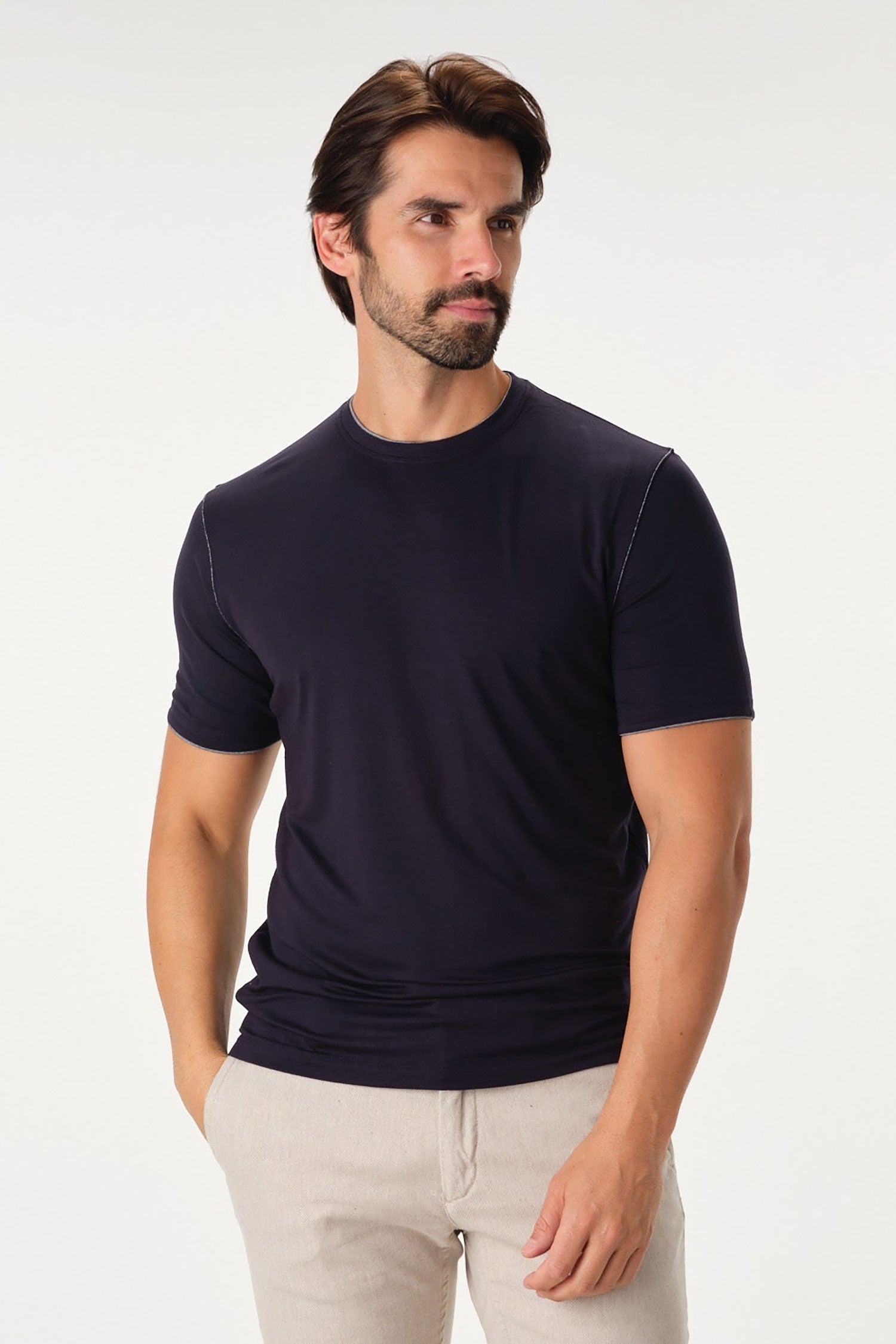 Garnet Men's Solid Performance Crew Neck Short Sleeve T-Shirt 2317017 Navy