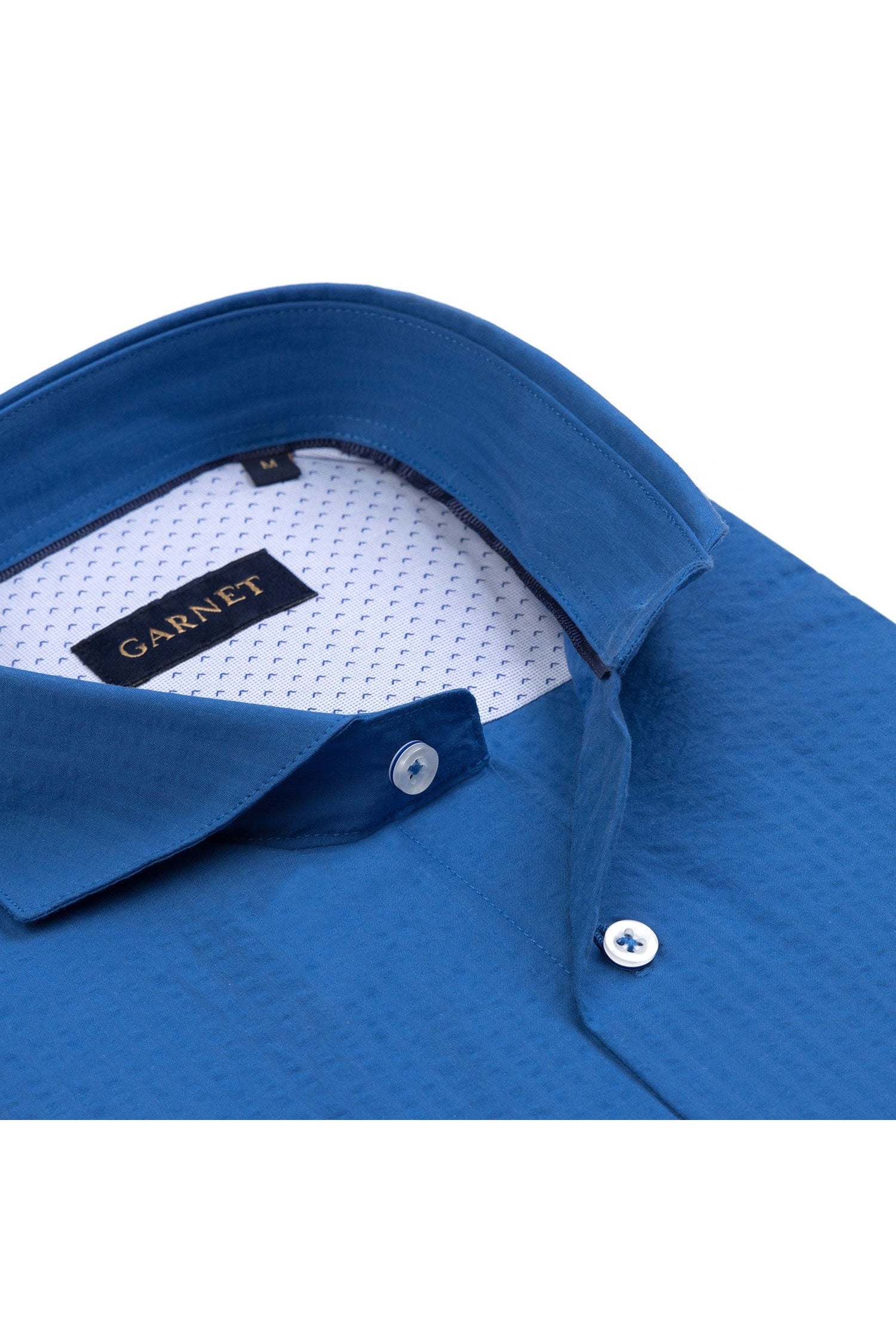 Garnet Men's Solid Seersucker Premium Long Sleeve Shirt 2411125 Blue
