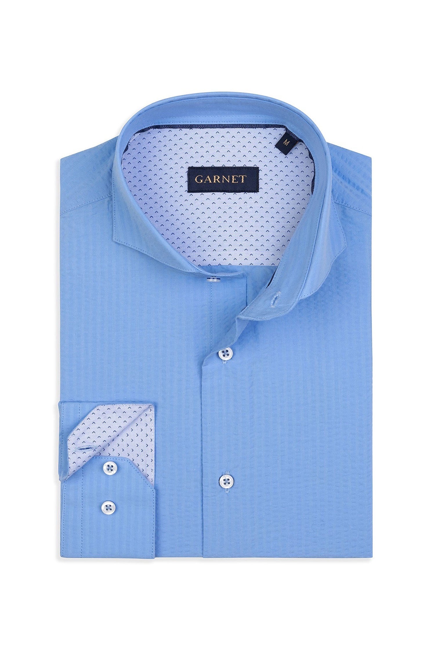 Garnet Men's Solid Seersucker Premium Long Sleeve Shirt 2411125 Sky Blue