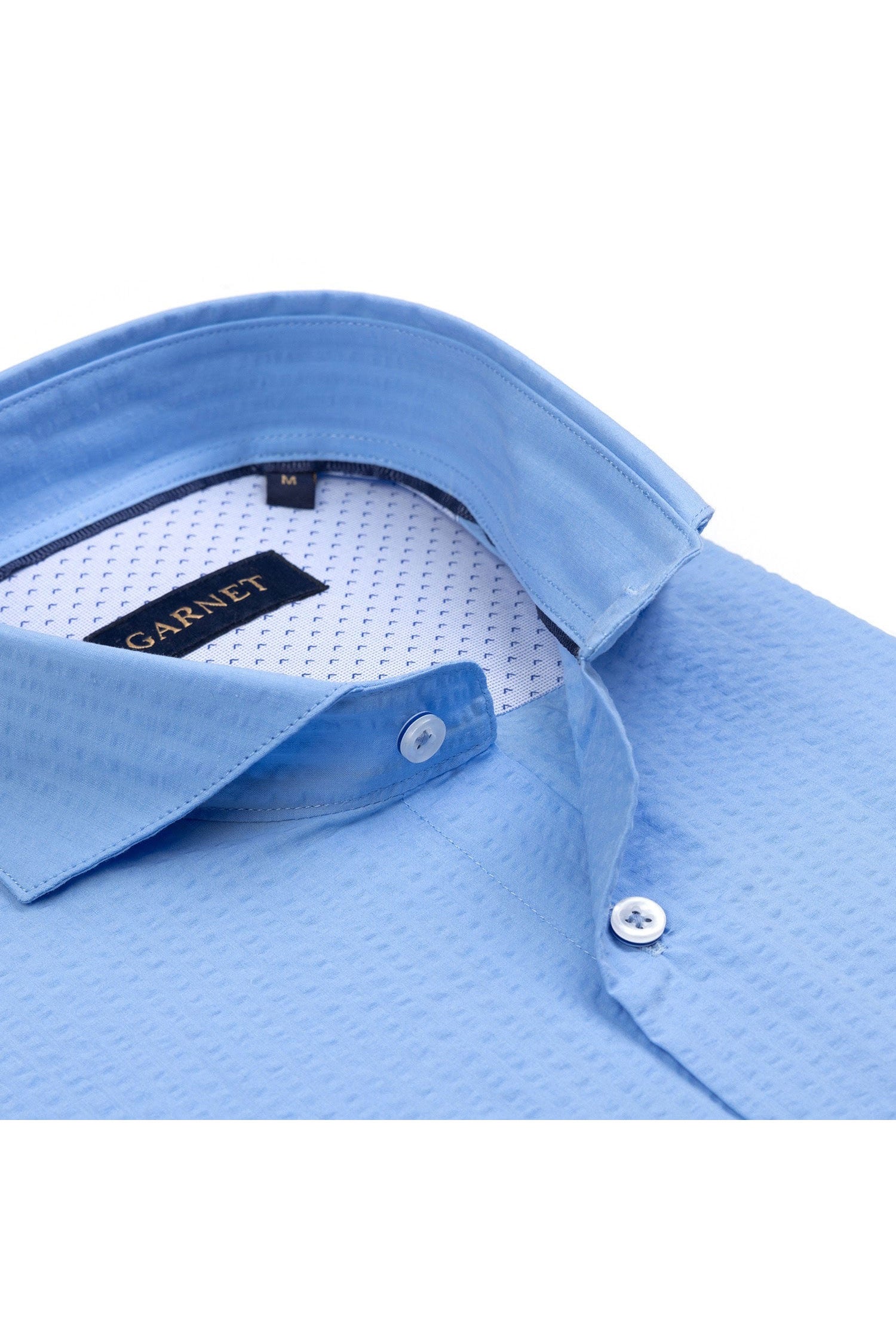 Garnet Men's Solid Seersucker Premium Long Sleeve Shirt 2411125 Sky Blue