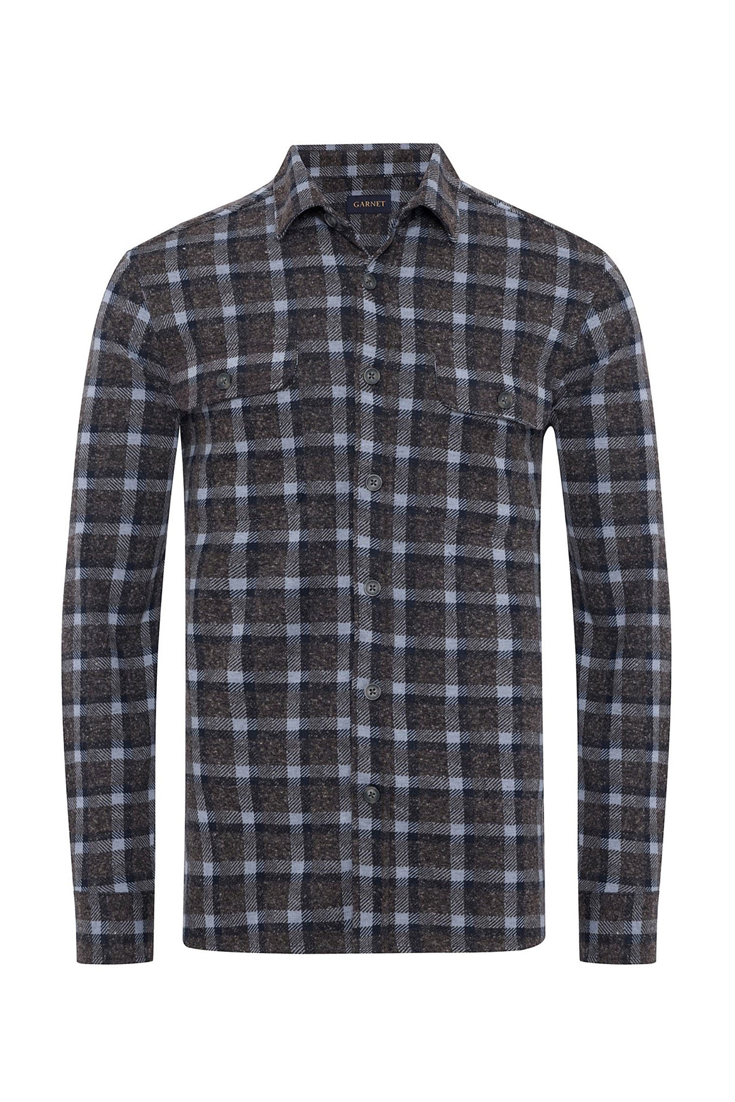 Garnet Men's Printed Dynamic Flannel Plaid Long Sleeve Shirt 2421004