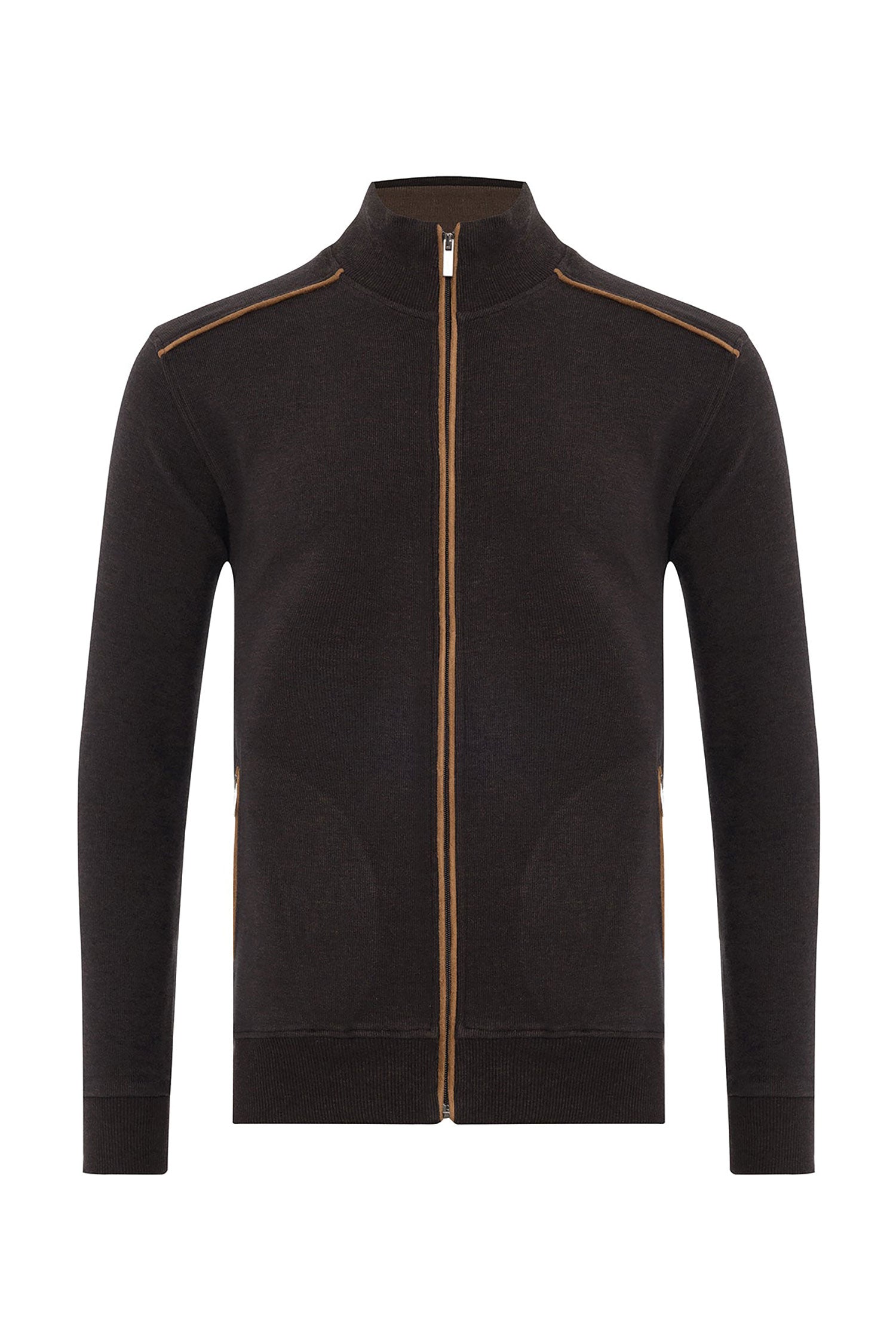 Garnet Men's Two Tone Knit Soft Zip Jacket Pullover 2426001