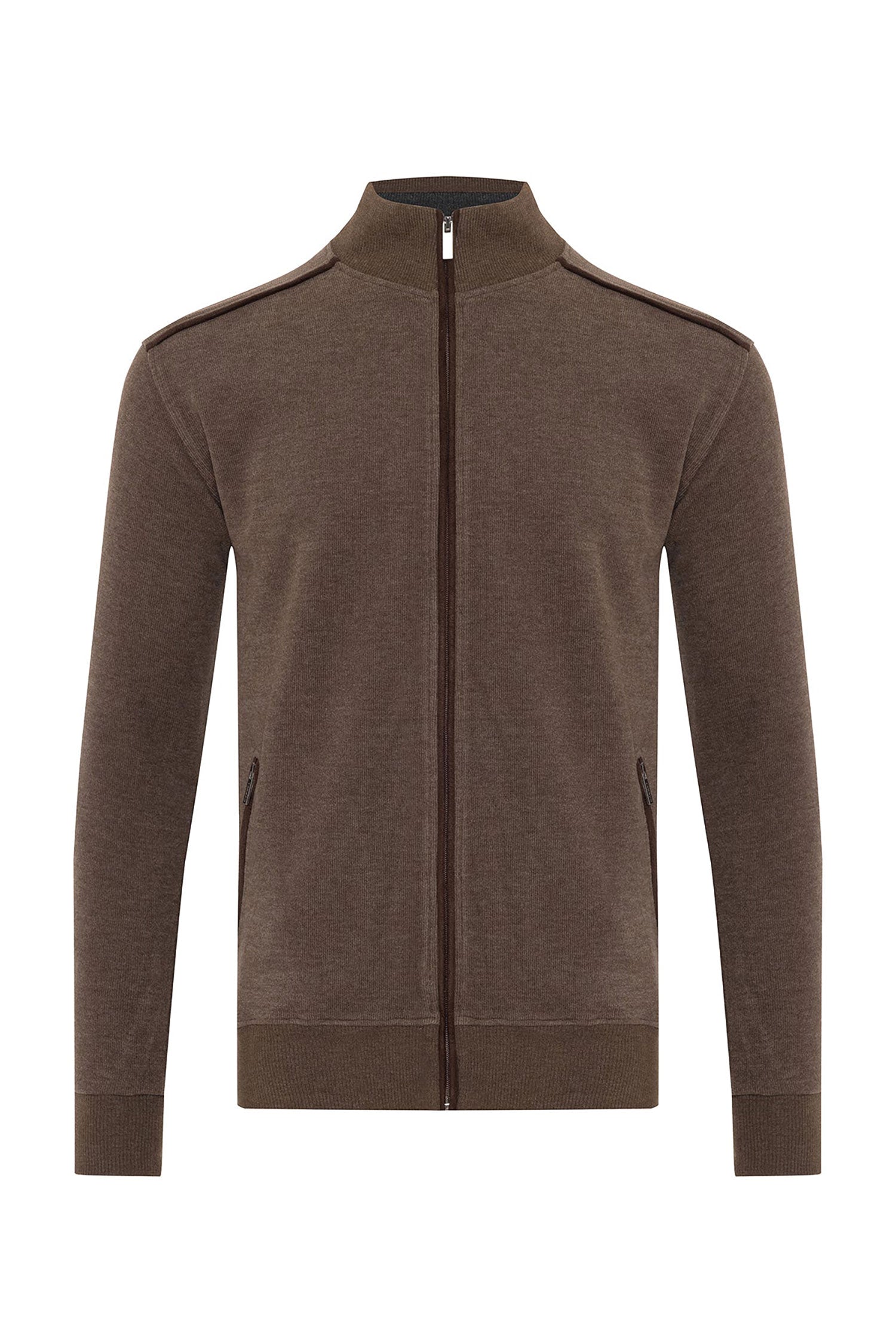 Garnet Men's Two Tone Knit Soft Zip Jacket Pullover 2426001