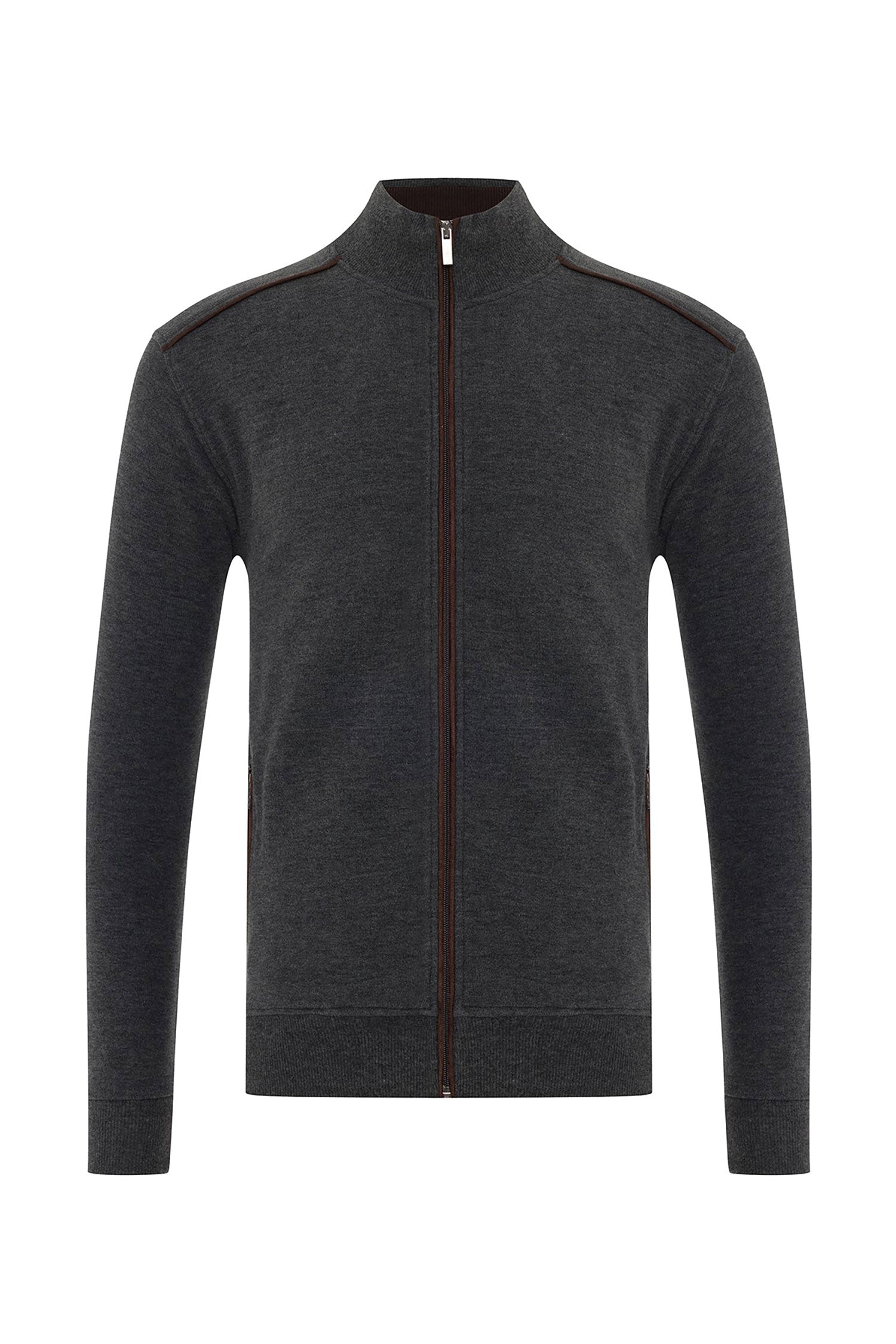 Garnet Men's Two Tone Knit Soft Zip Jacket Pullover 2426001