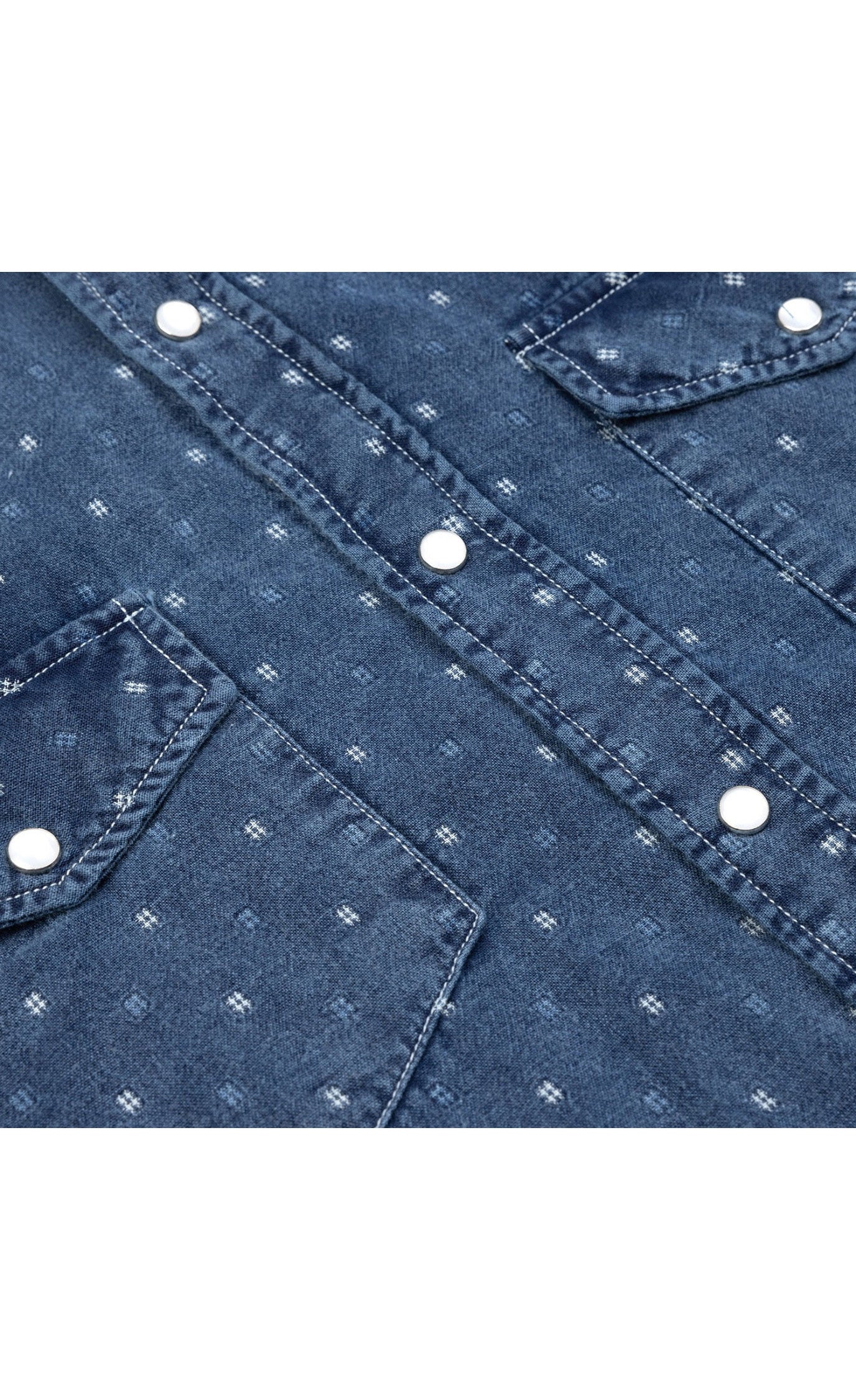 Garnet Men's Jacquard Polka Dot Denim Long Sleeve Shirt 2421065