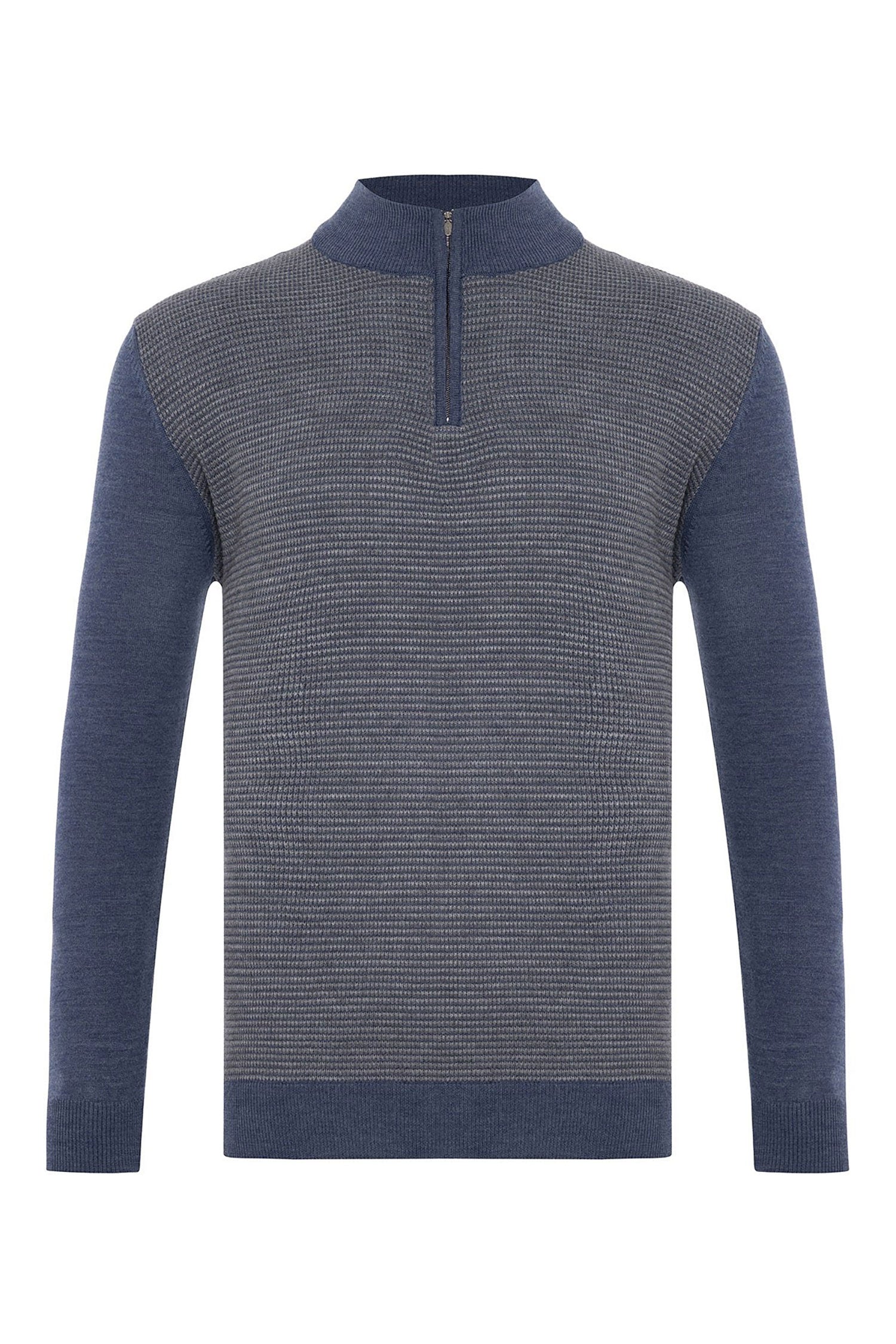 Garnet Men's Knit Two Tone Quarter Zip Long Sleeve Sweater 2422026