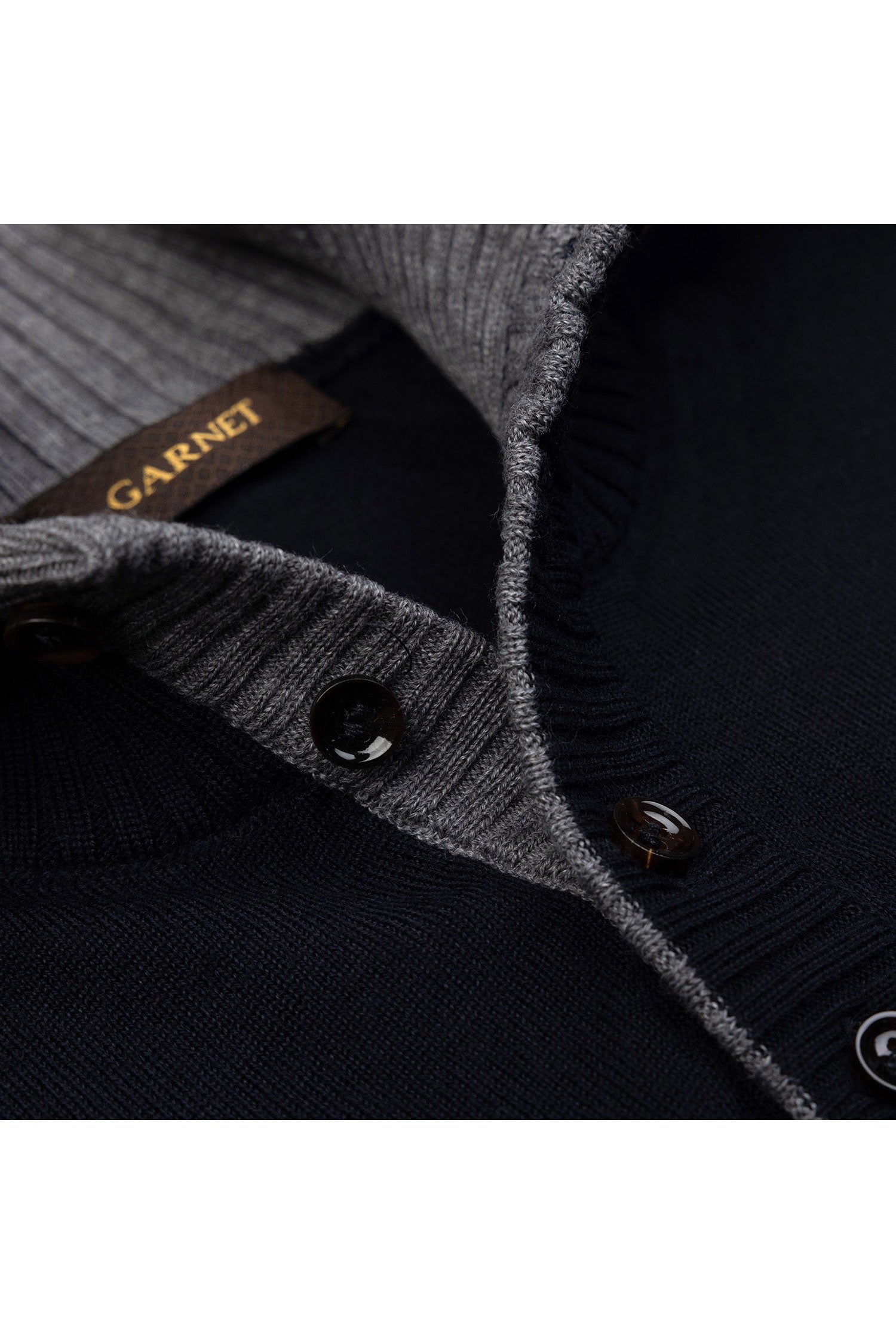 Garnet Men's Quarter Button Wool Long Sleeve Sweater 2422028 Black