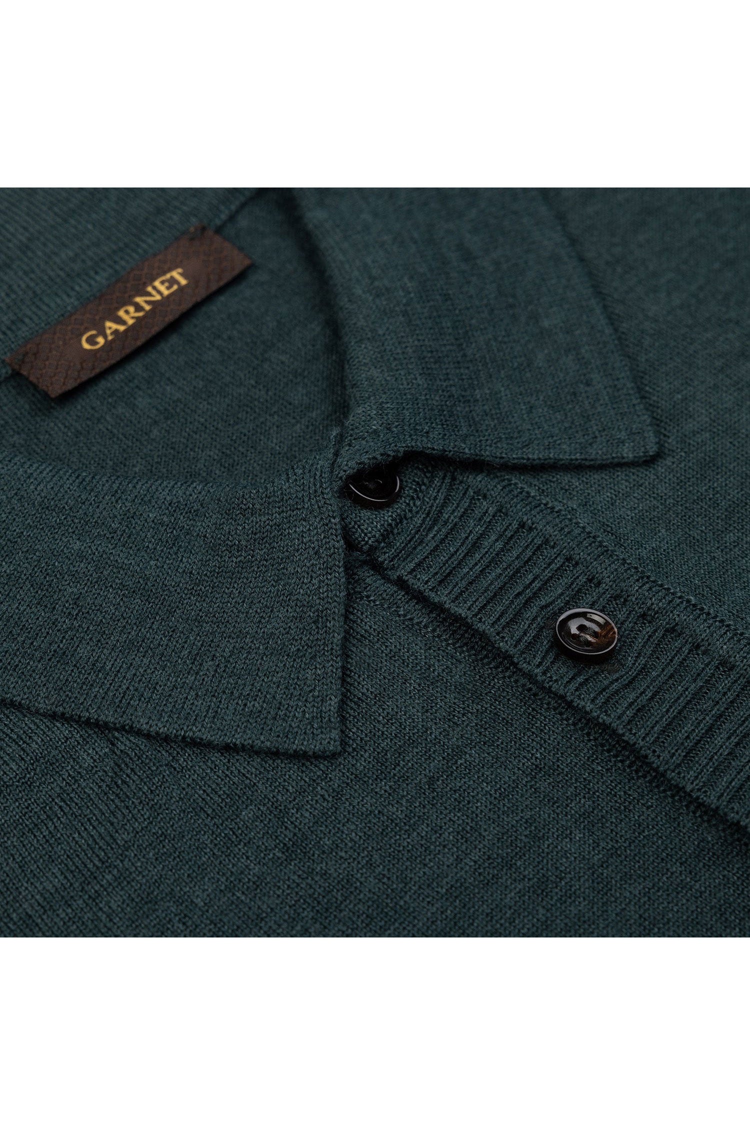 Garnet Men's Italian Shoulder Long Sleeve Wool Polo Sweater 2422030 petrol