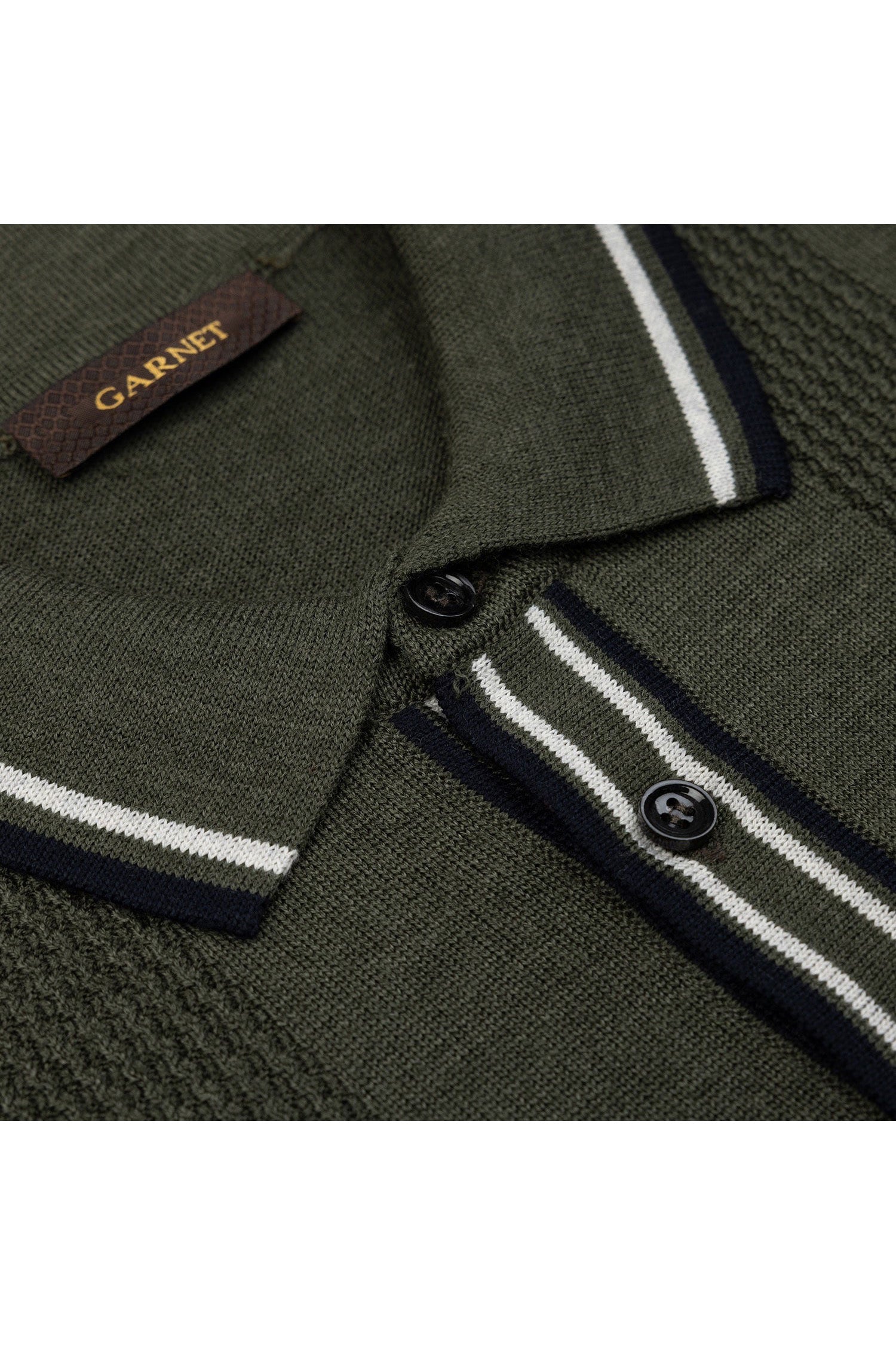 Garnet Men's Jacquard Long Sleeve Wool Polo Sweater 2422031 Olive