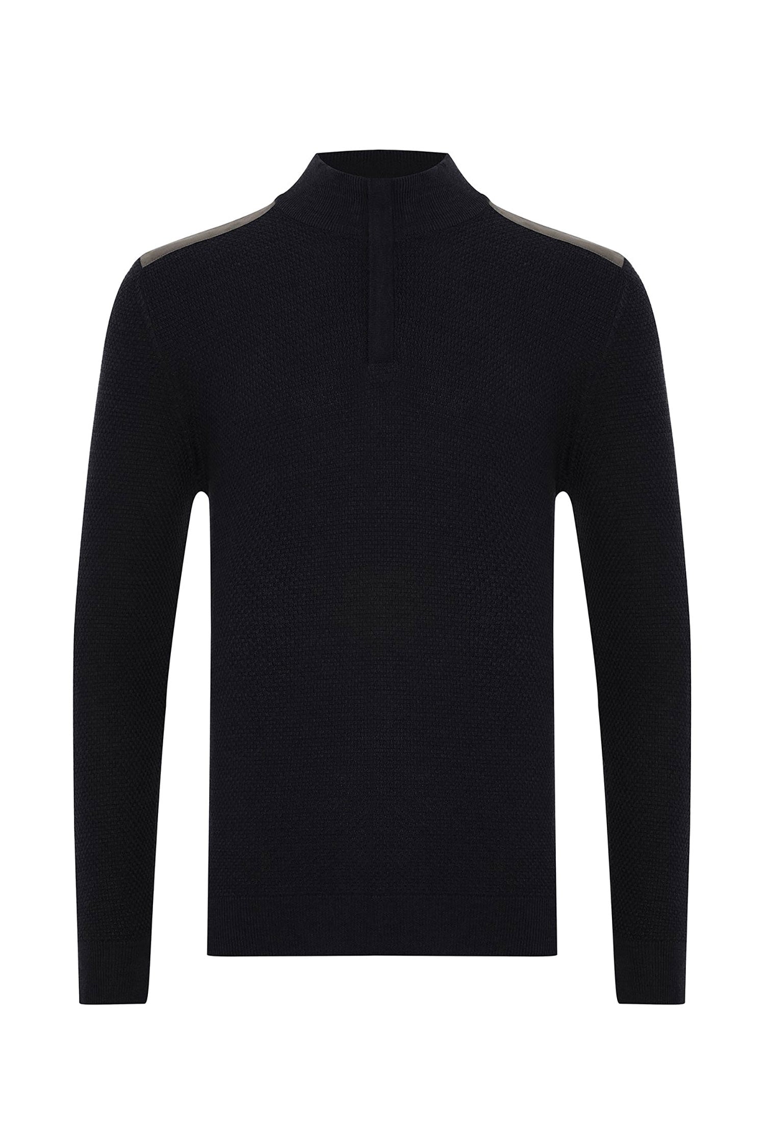 Garnet Men's Knit Shoulder Patch Zip Long Sleeve Sweater 2422029