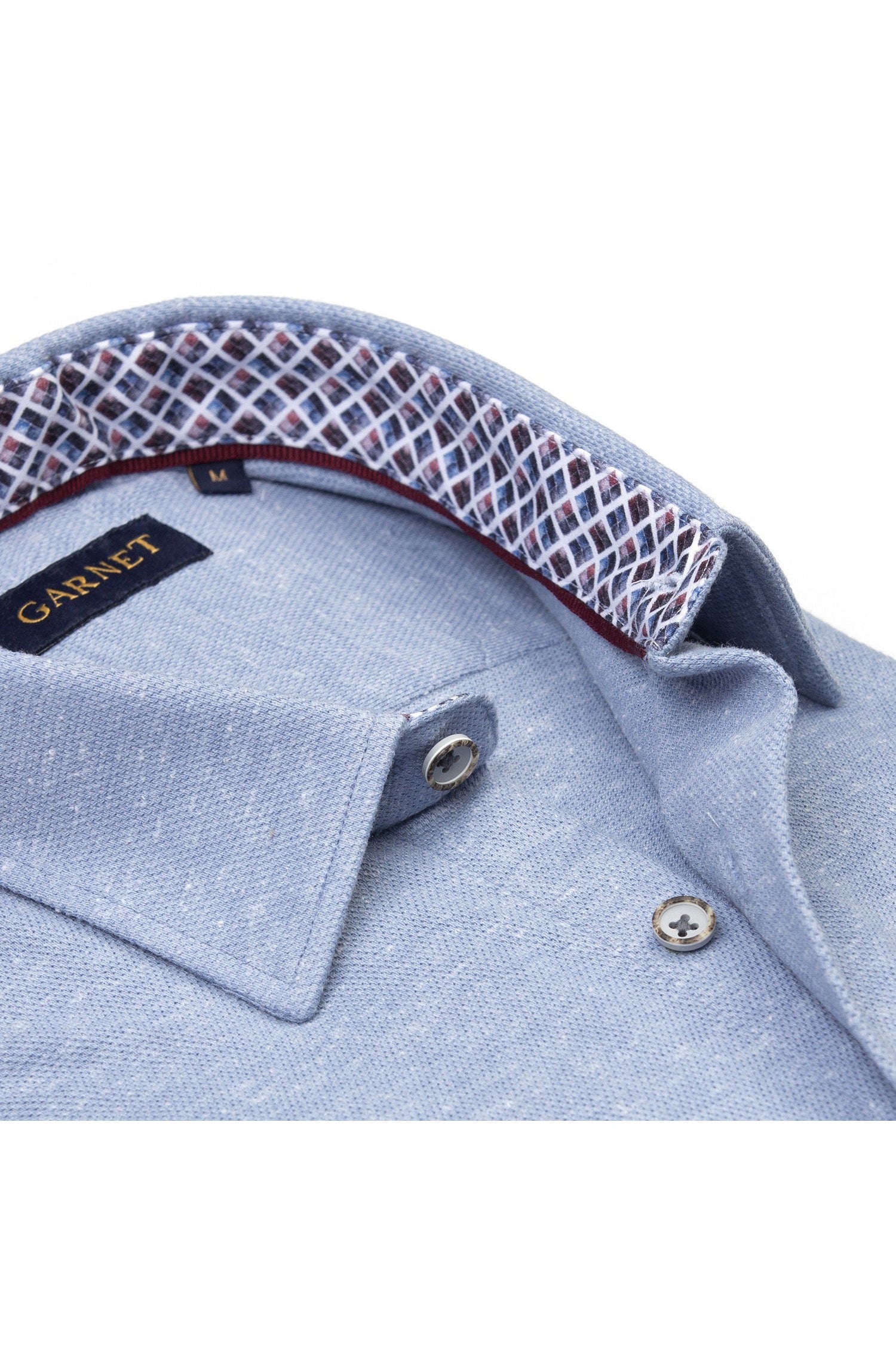 Gernet Mens's Melange Pique Knit Long Sleeve Shirt 2421007 Blue