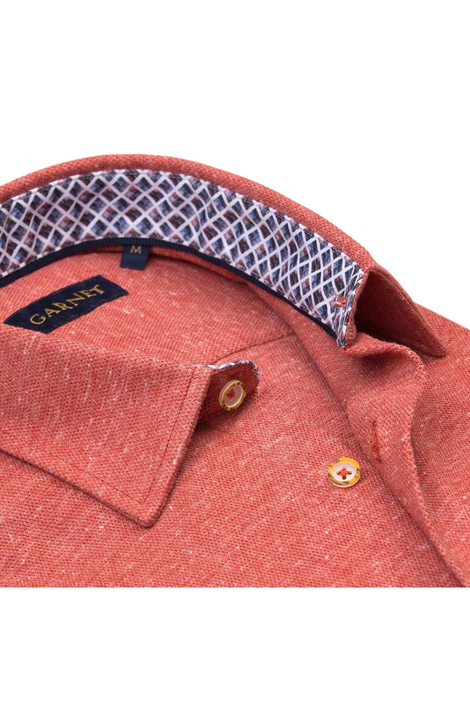 Gernet Mens's Melange Pique Knit Long Sleeve Shirt 2421007 Rust