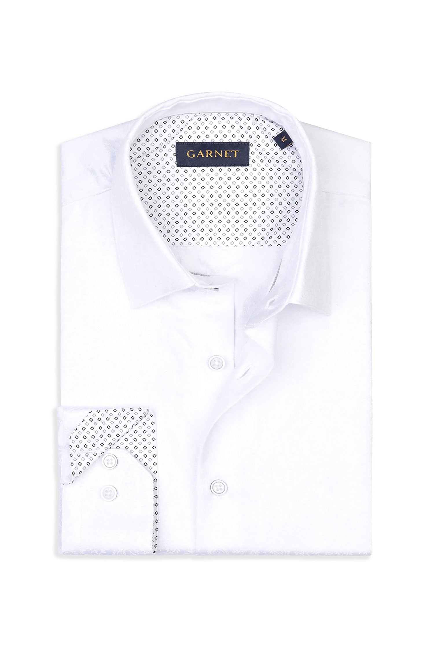 Garnet Men's Paisley Jacquard Long Sleeve Shirt 2421104 White