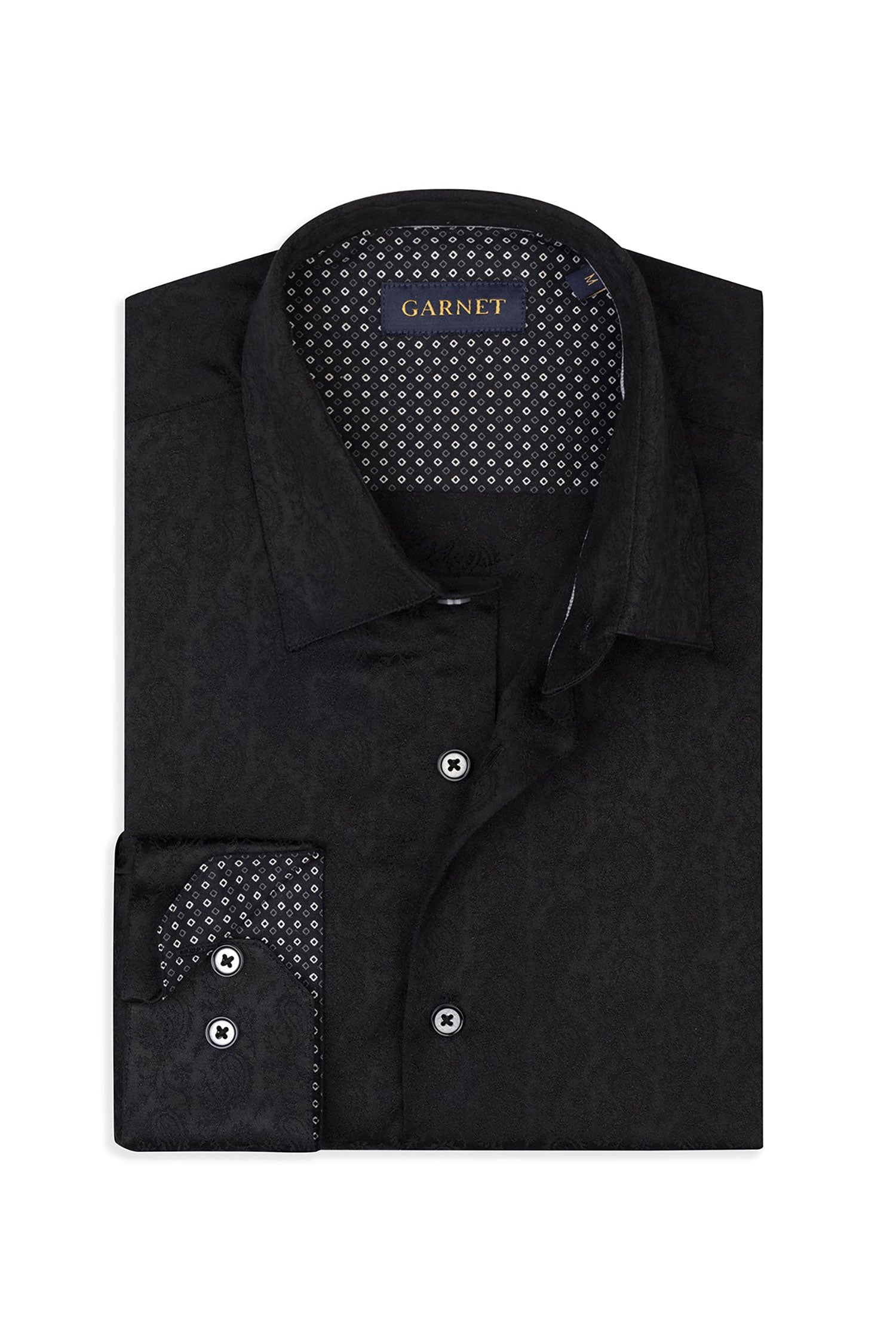 Garnet Men's Paisley Jacquard Long Sleeve Shirt 2421104 Black
