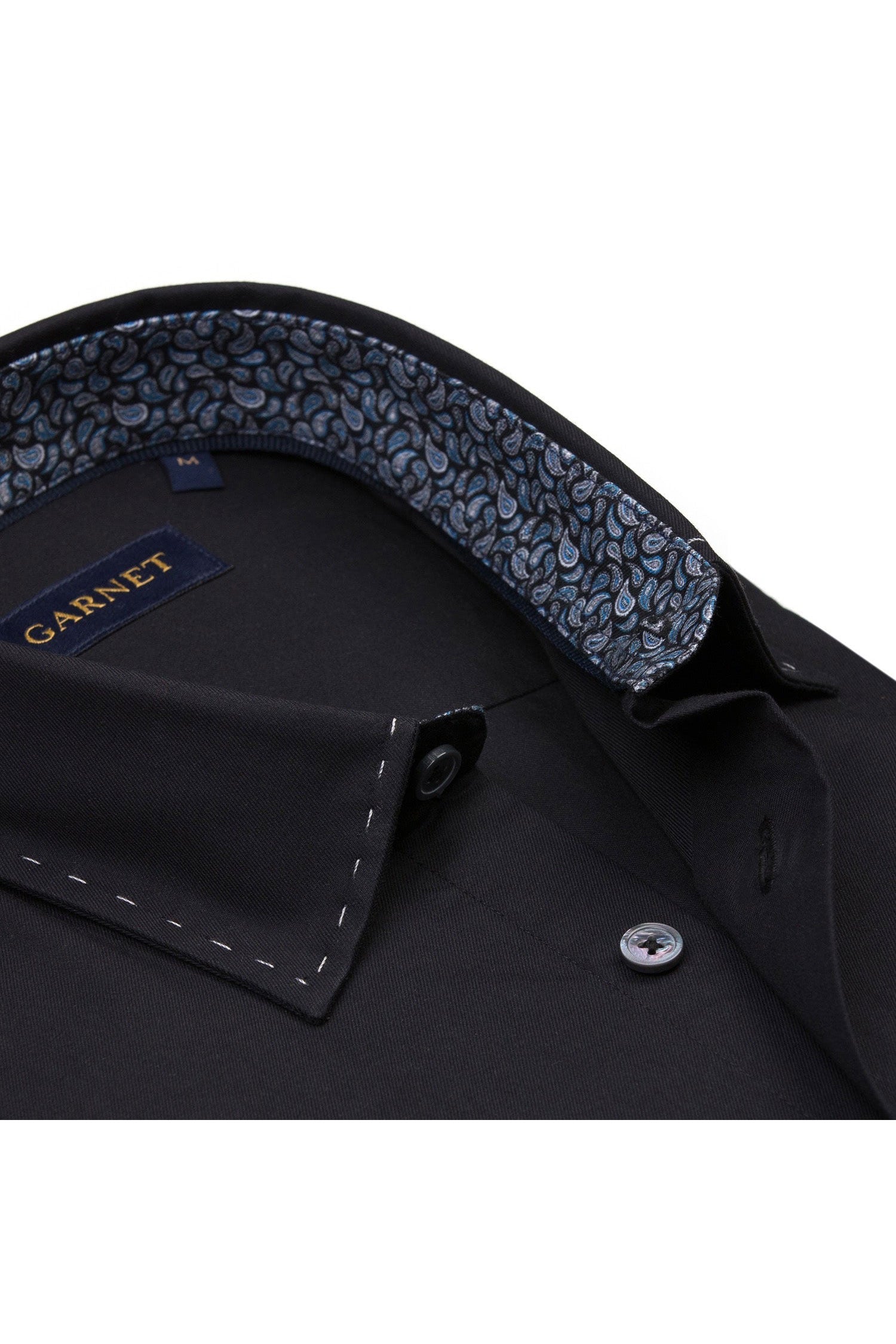 Garnet Men's Shadow Paisley Long Sleeve Button Down Shirt 2421099 Black