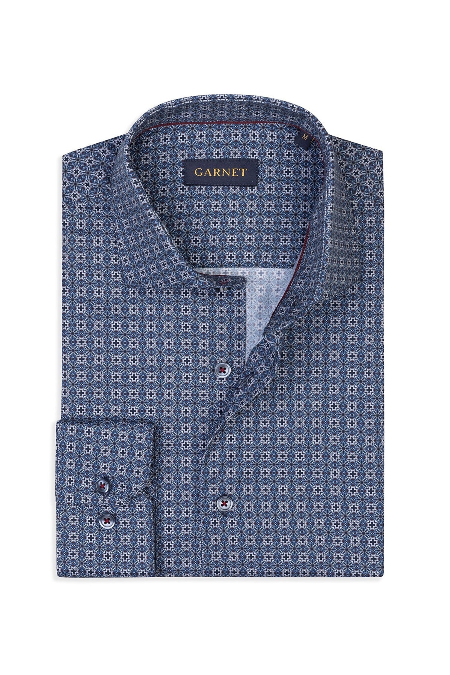 Garnet Men's Mosaic Printed Long Sleeve Shirt 2421089 Navy