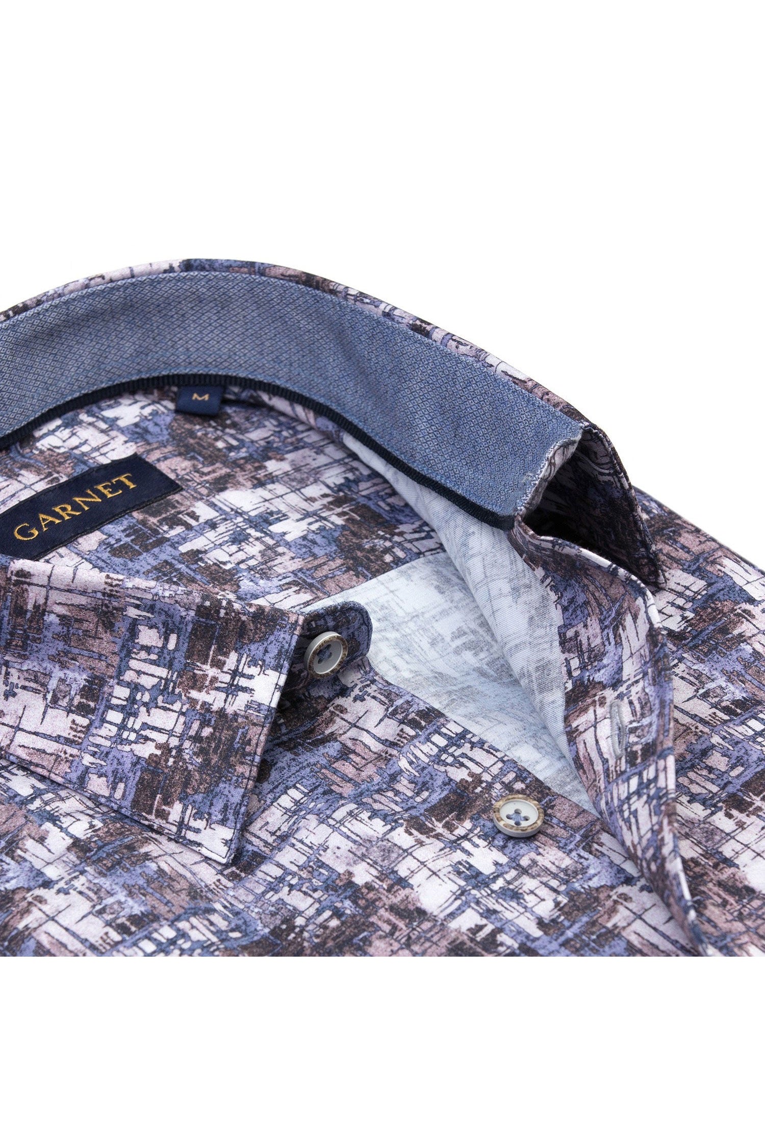 Garnet Men's Multi Color Abstract Paint Printed Long Sleeve Shirt 2421025