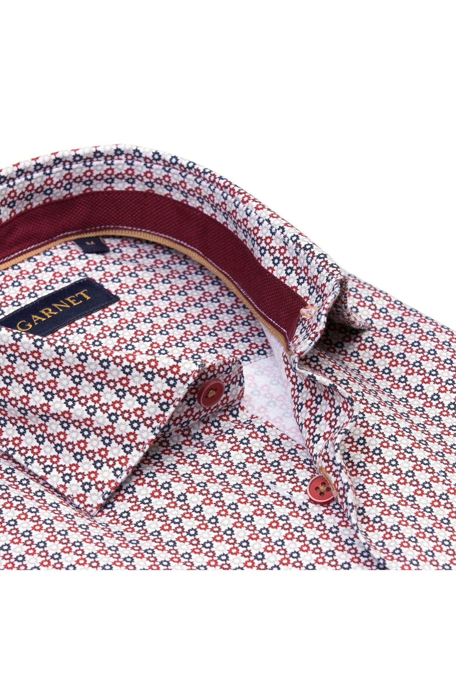 Garnet Men's Geometric Floral StretchLong Sleeve Shirt 2421088