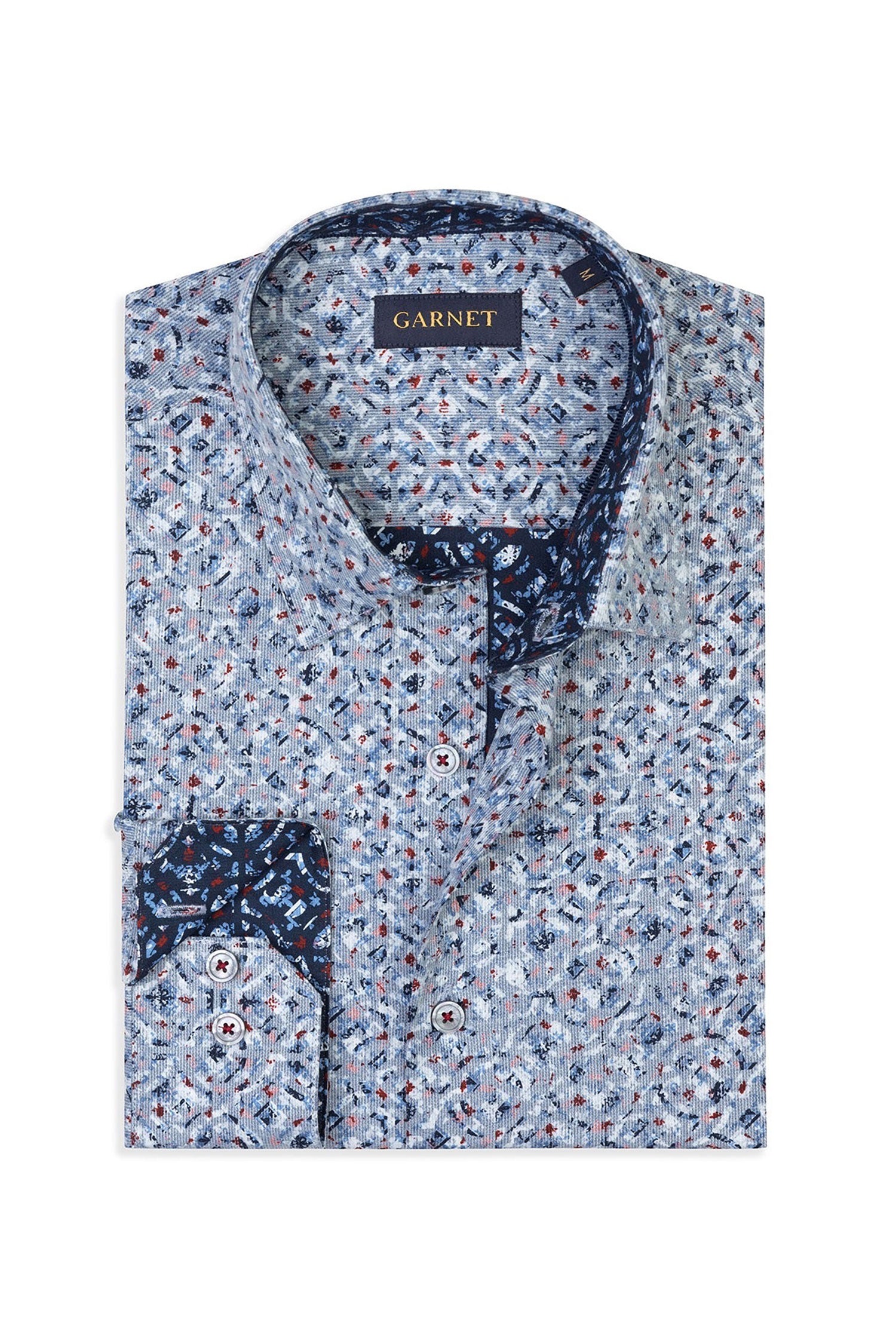 Garnet Men's Printed Geometric Long Sleeve Printed Shirt 2421084