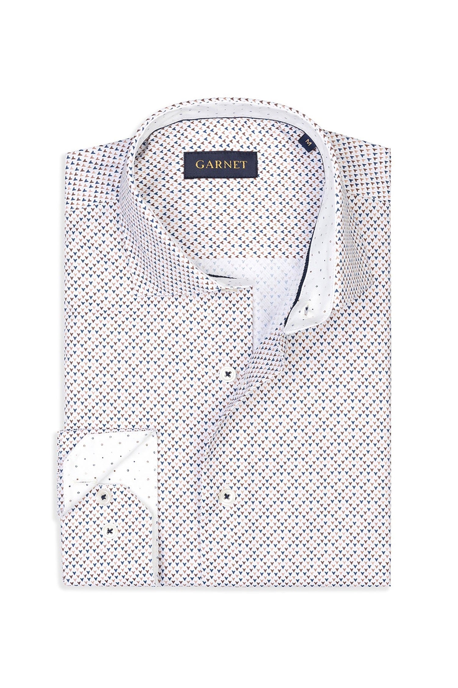 Garnet Men's Herringbone Geo Print Long Sleeve Shirt 2421034