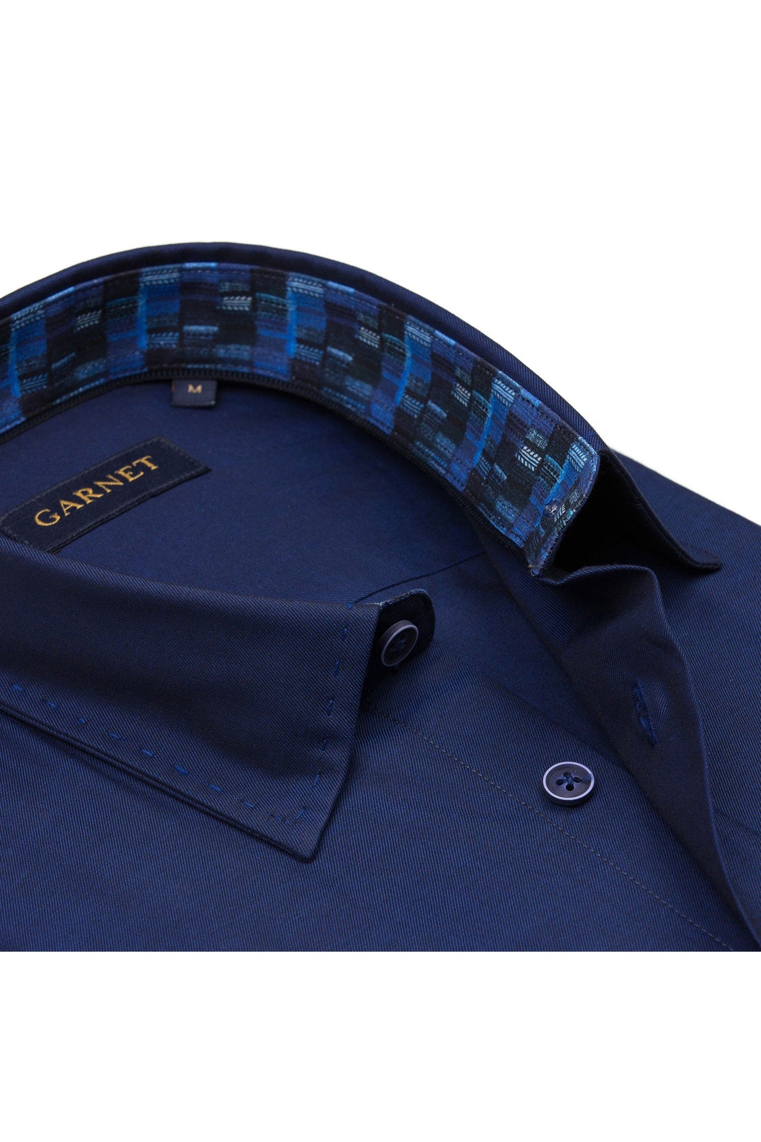 Garnet Men's Twill Solid Color Long Sleeve Shirt 2421076 Navy