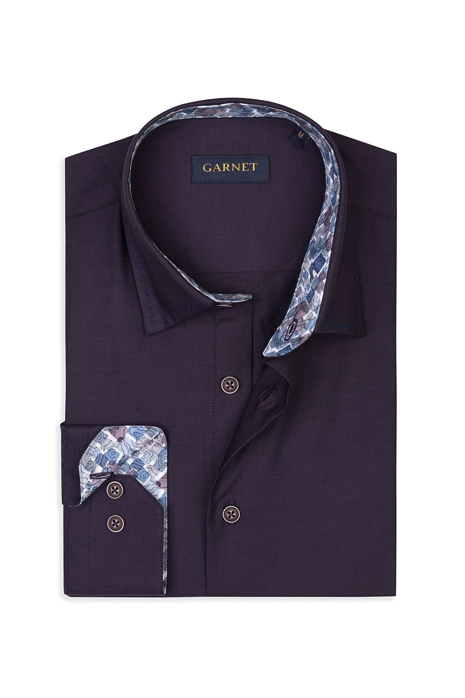 Garnet Men's Twill Solid Color Long Sleeve Shirt 2421076 Black