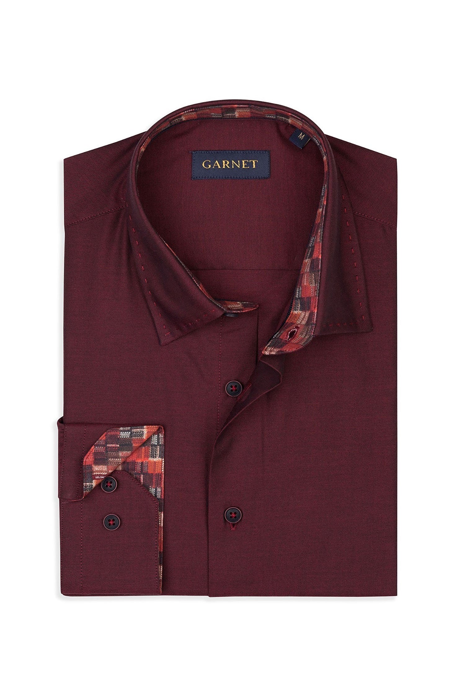 Garnet Men's Twill Solid Color Long Sleeve Shirt 2421076 Garnet Men's Twill Solid Color Long Sleeve Shirt 2421076