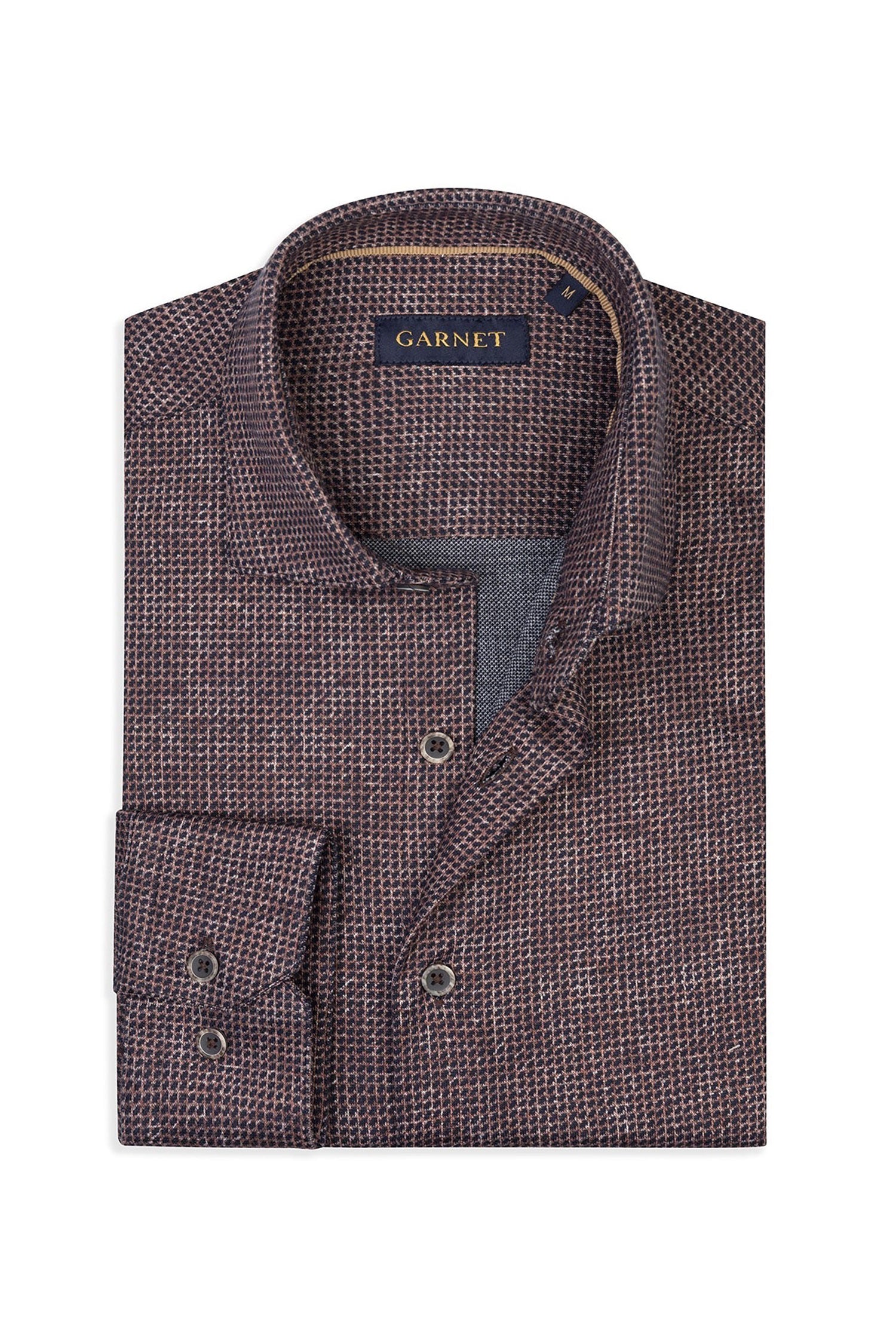 Garnet Men's Houndstooth Print Knit long Sleeve Shirt 2421038