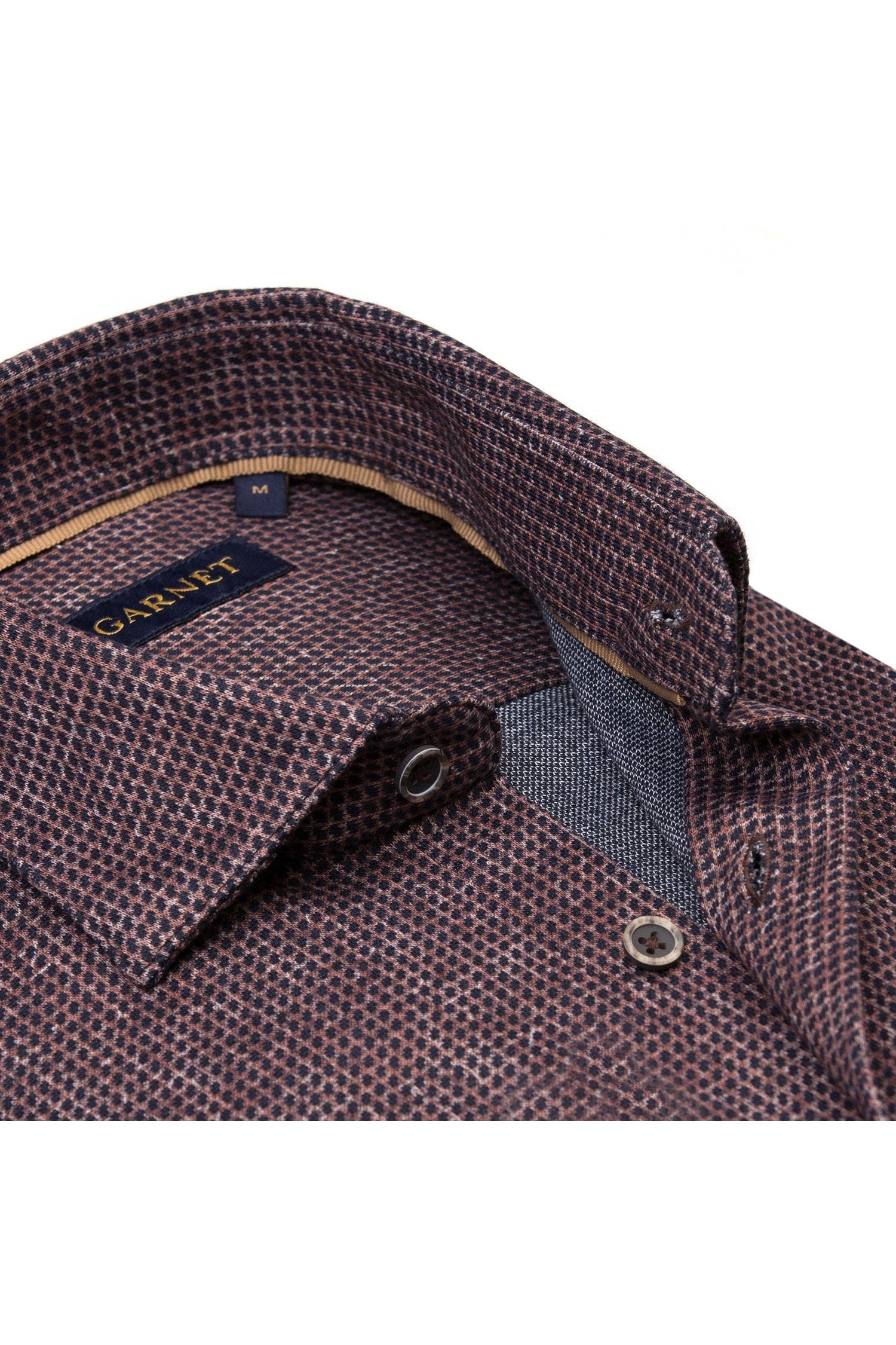 Garnet Men's Houndstooth Print Knit long Sleeve Shirt 2421038