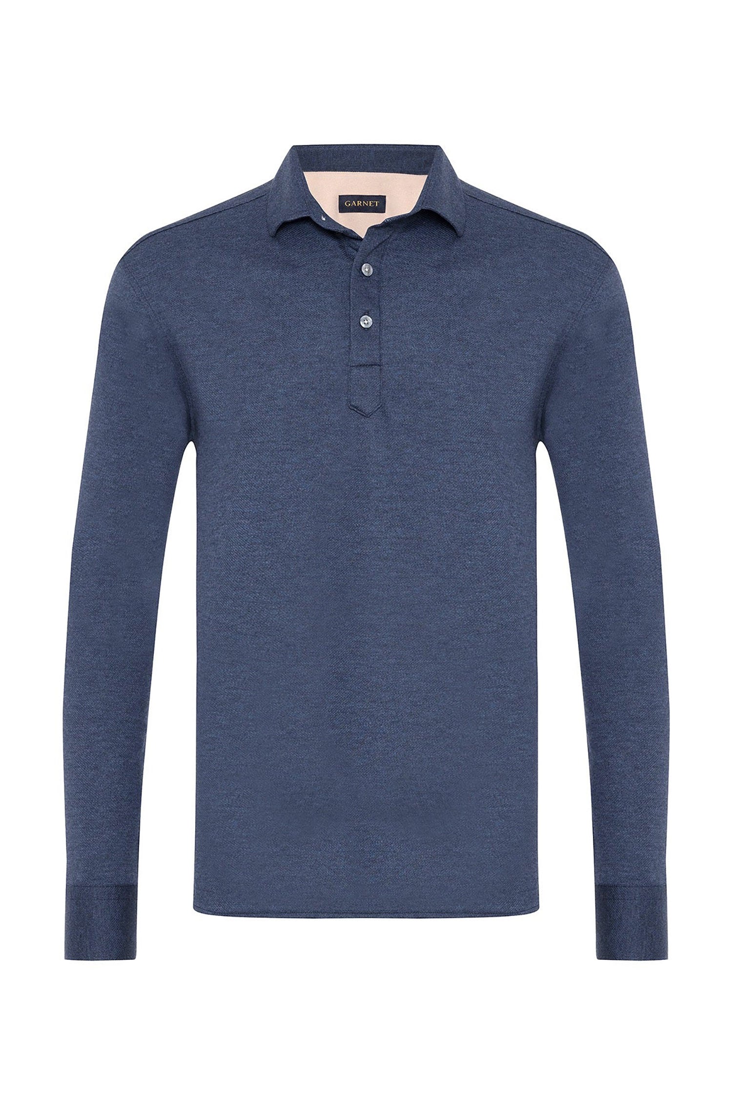 Garnet Men's Long Sleeve Knit Polo Shirt 2421040 Navy