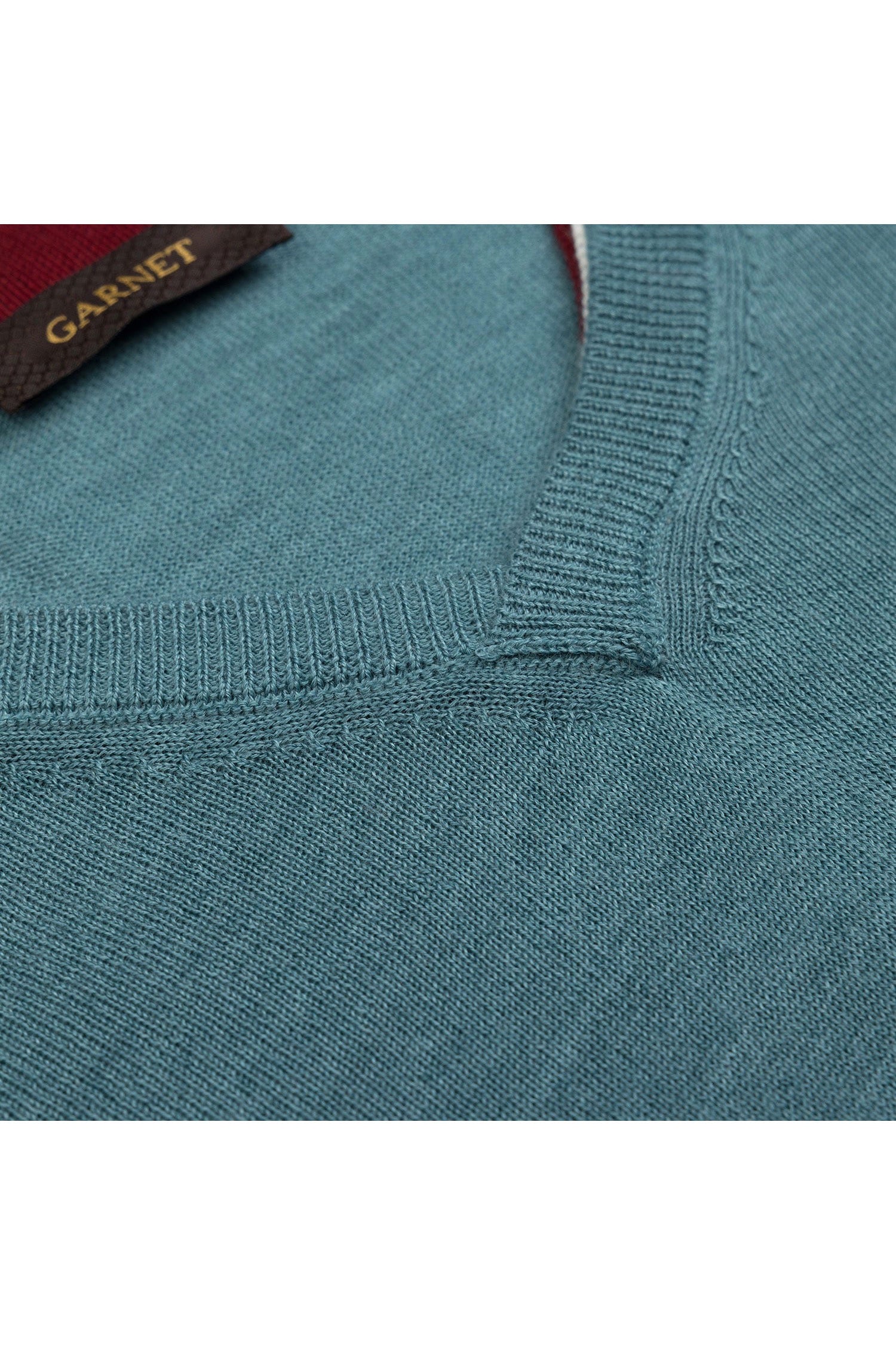 Garnet Men's V-Neck Long Sleeve Knit Wool Sweater 2422002 Petrol