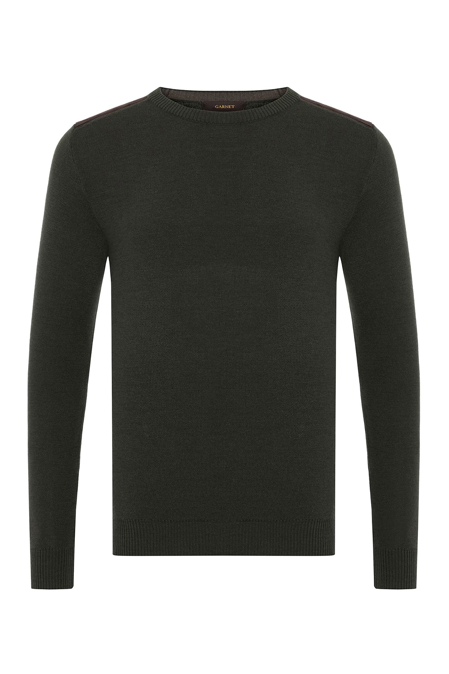 Garnet Men's Wool Crew Neck Knitted Long Sleeve Sweater 2422007