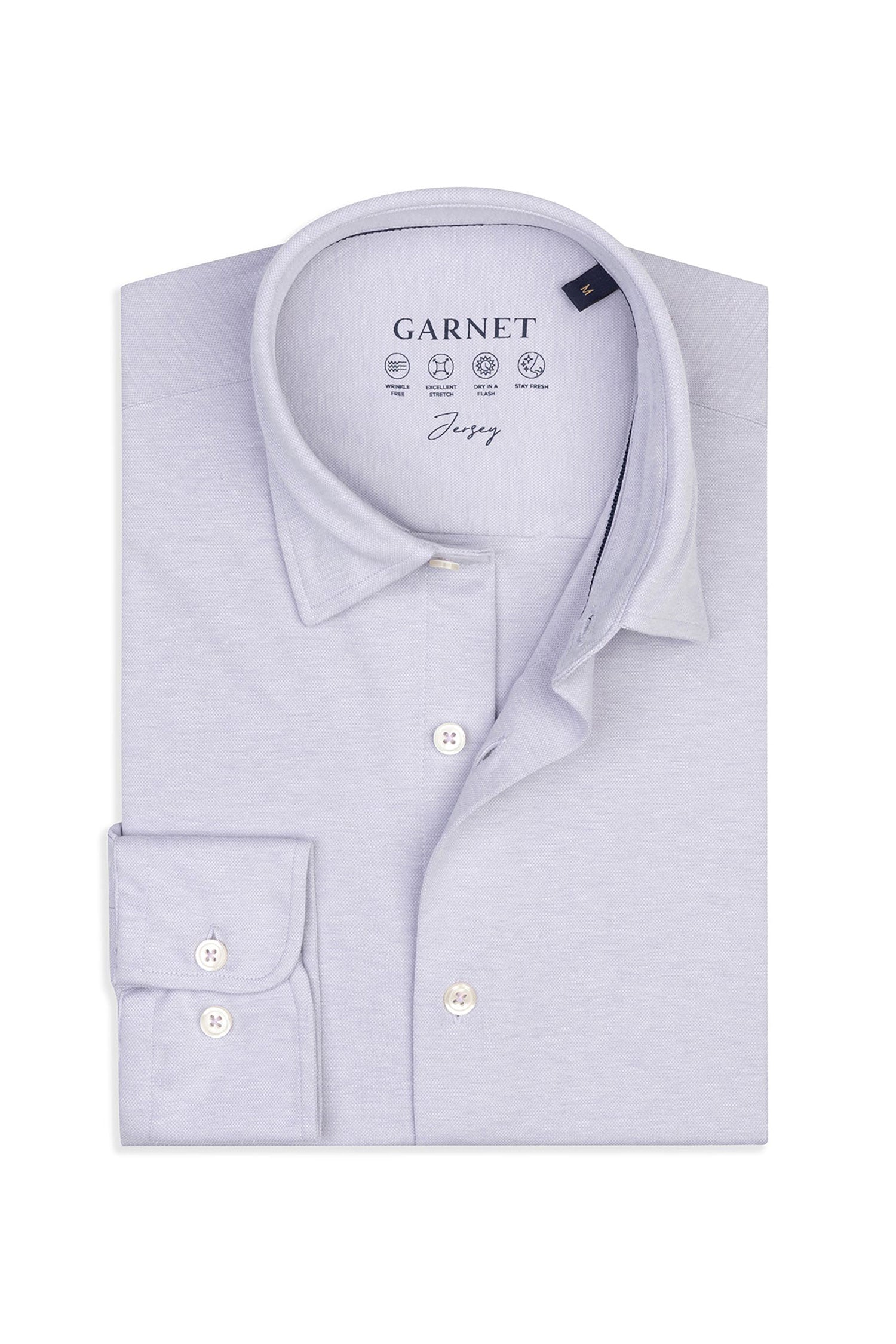 Garnet Men's Solid Jersey Long Sleeve Button Down Shirt 2411007