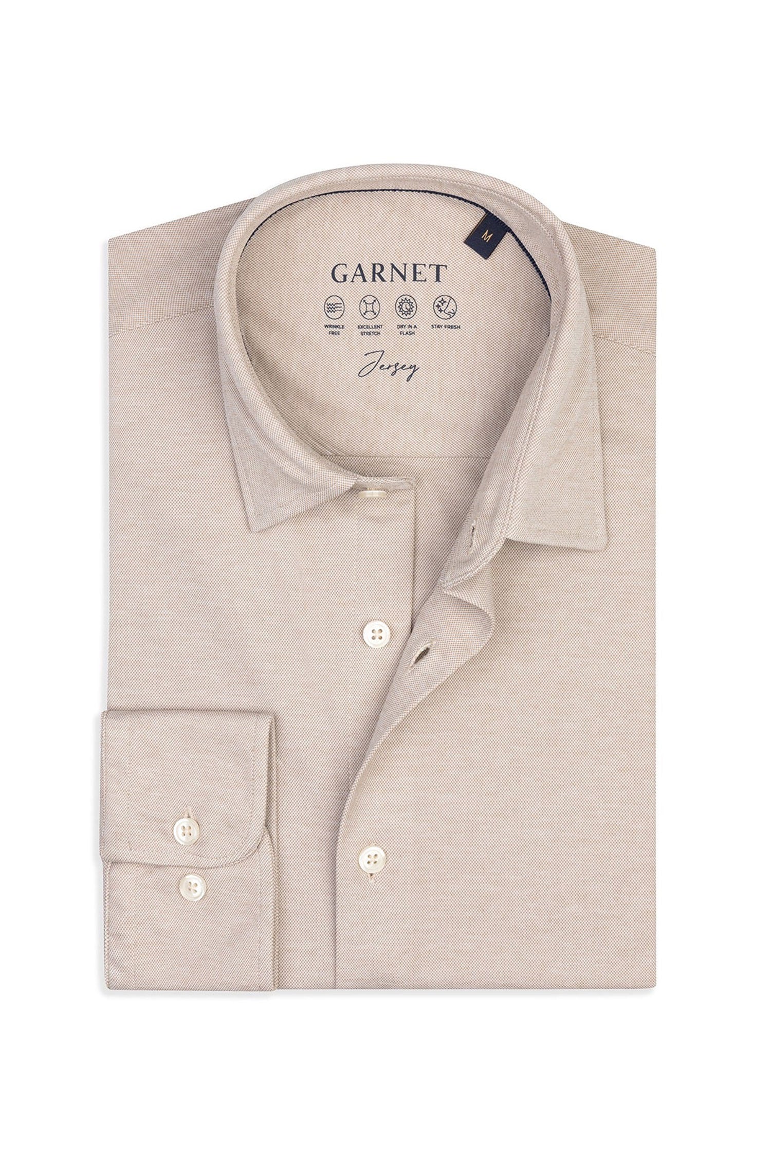 Garnet Men's Solid Jersey Long Sleeve Button Down Shirt 2411007