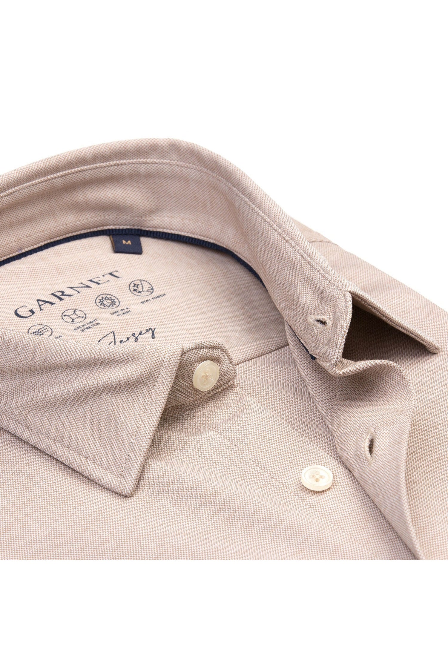 Garnet Men's Solid Jersey Long Sleeve Button Down Shirt 2411007