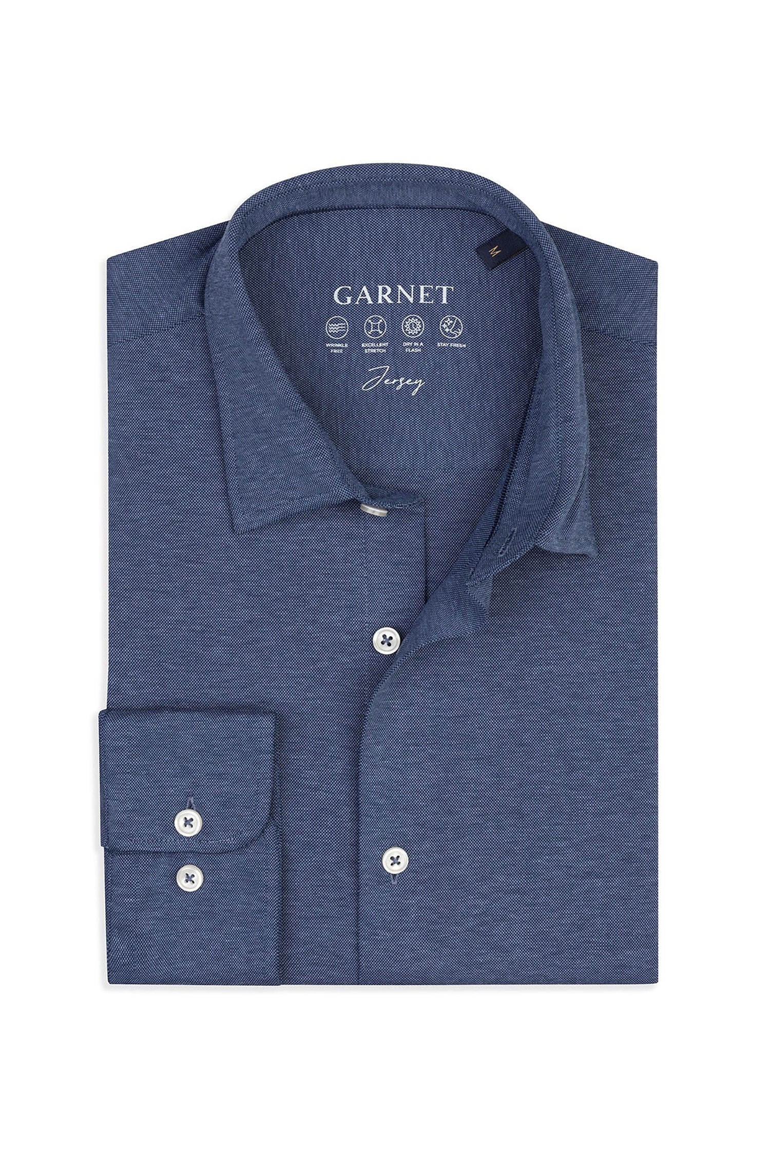 Garnet Men's Solid Jersey Long Sleeve Button Down Shirt 2411007