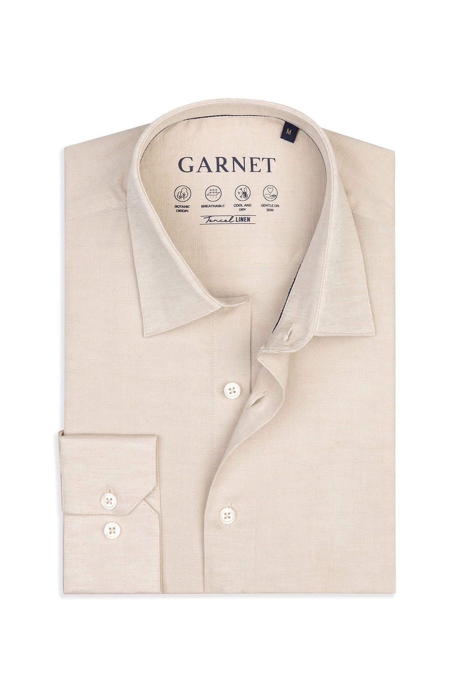 Garnet Men's Tencel Linen Cotton Solid Long Sleeve Shirts SP1003CS