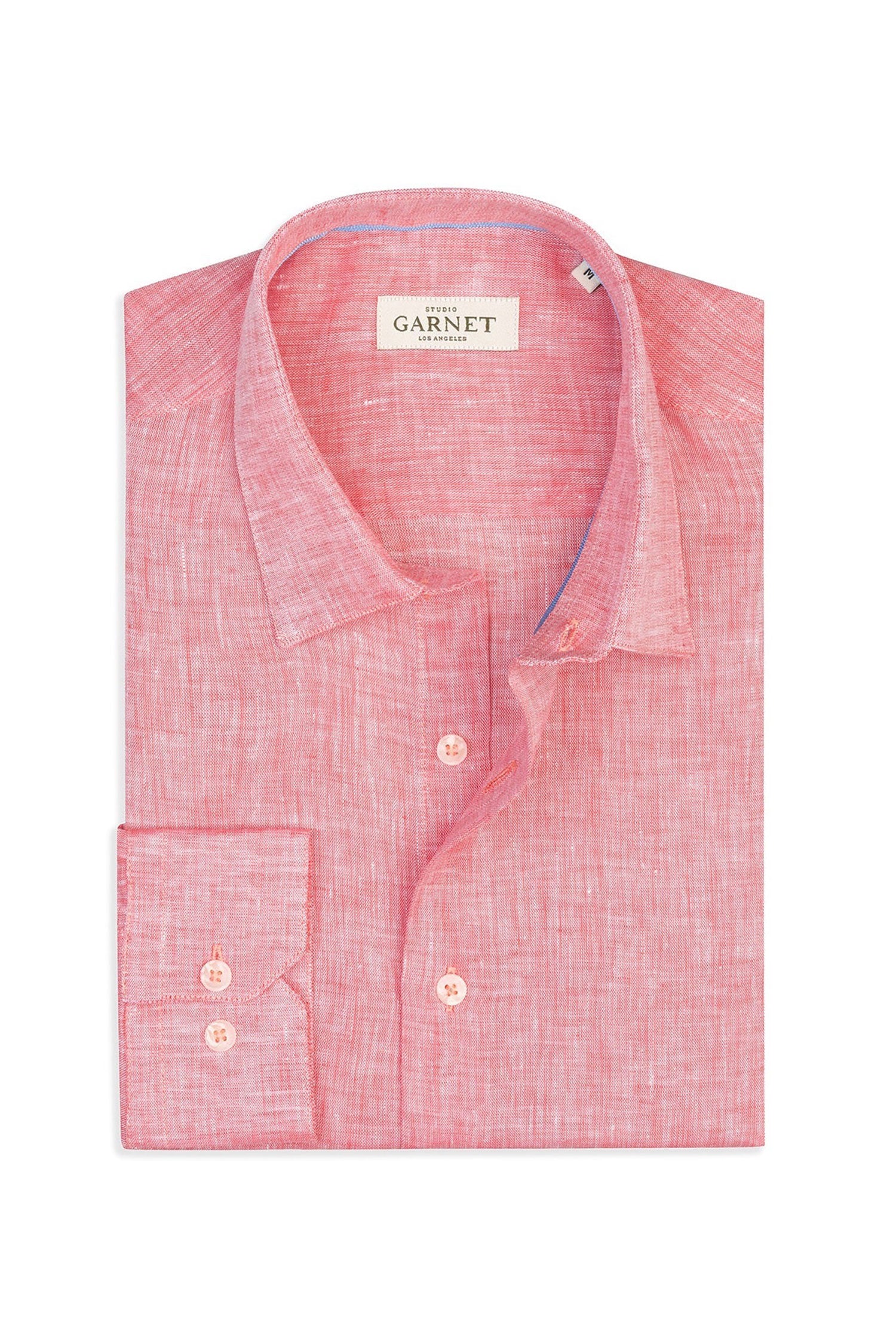 Garnet Men's Linen Solid Long Sleeve Shirt SP1005CS Coral