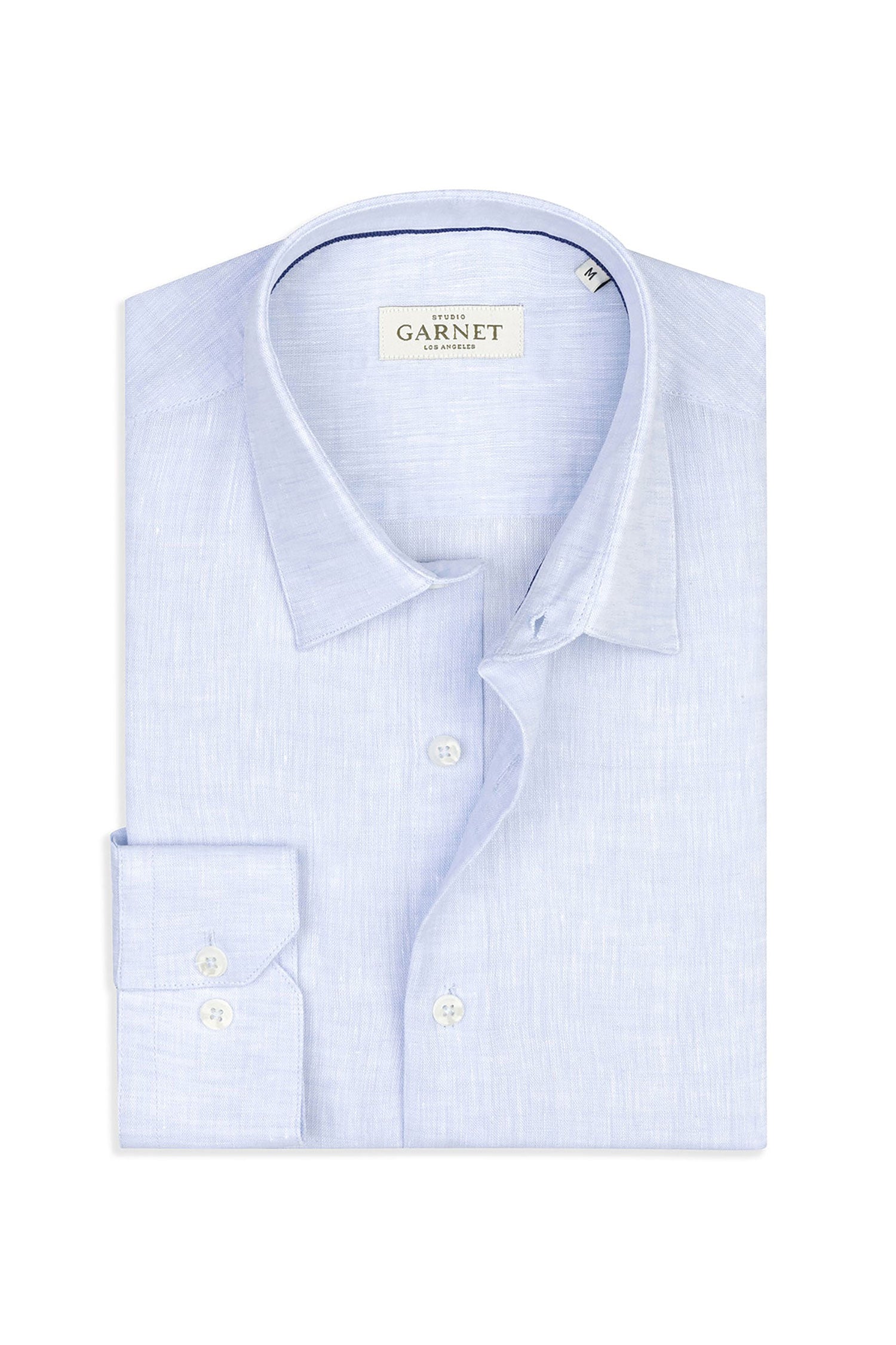 Garnet Men's Linen Solid Long Sleeve Shirt SP1005CS Sky Blue