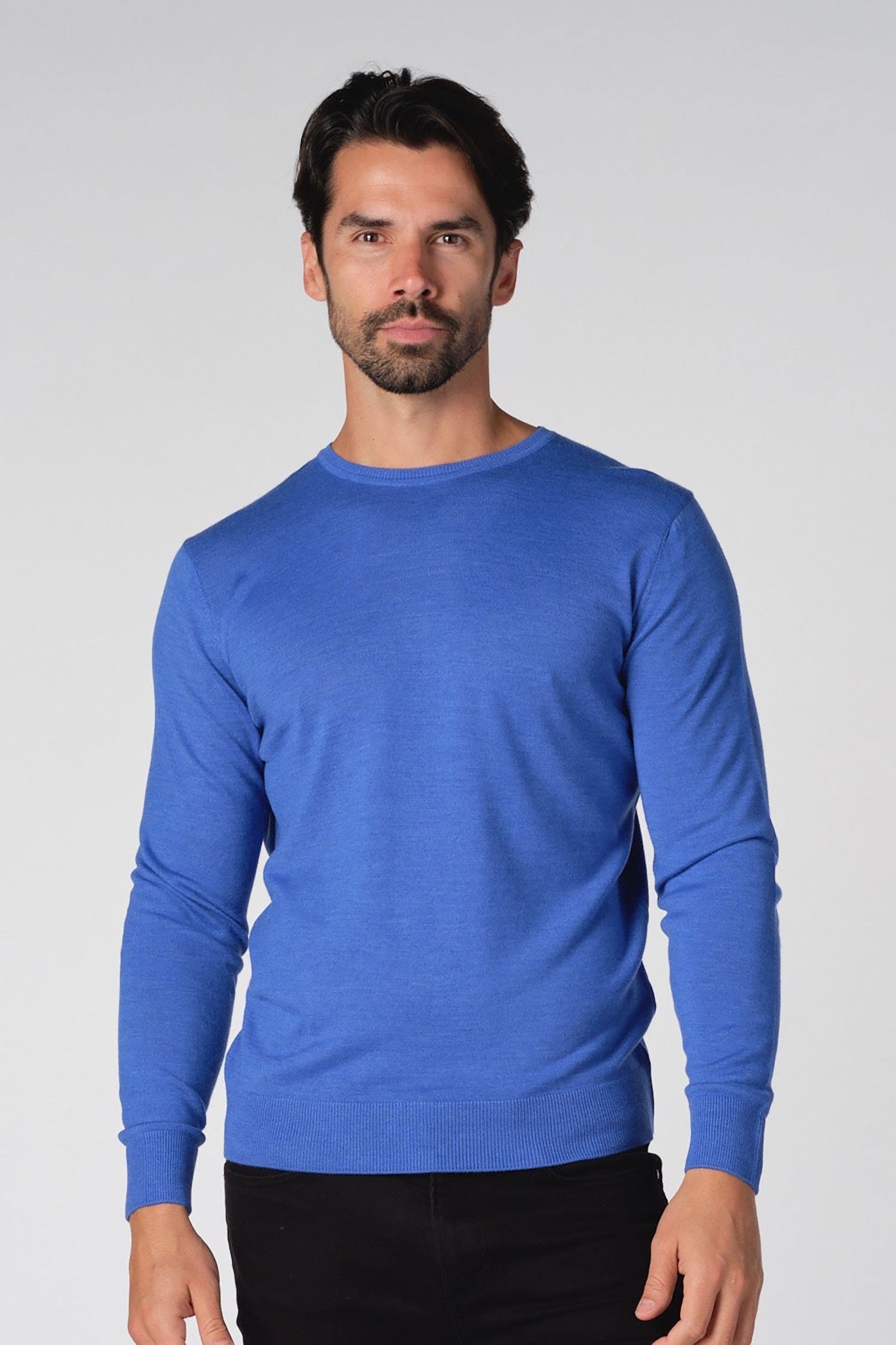 Garnet men's Merino Wool Solid Crew Neck Long Sleeve Sweater BTK 7000