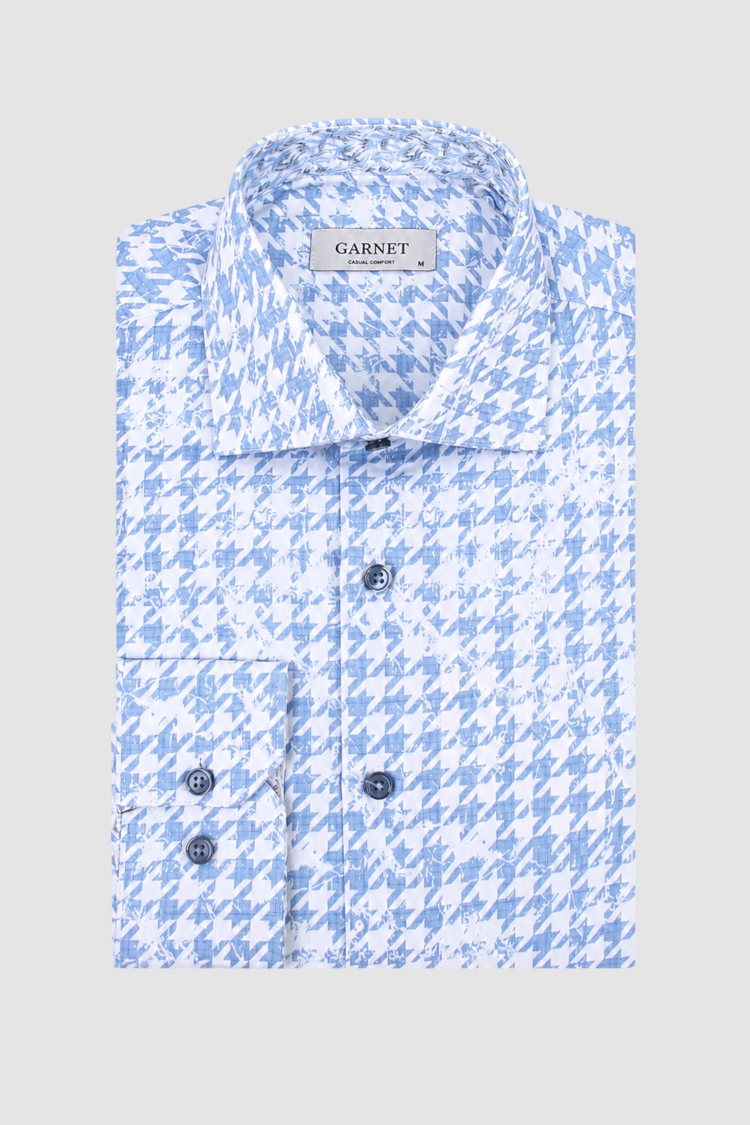 Blue Abstract Houndstooth Dress Shirt
